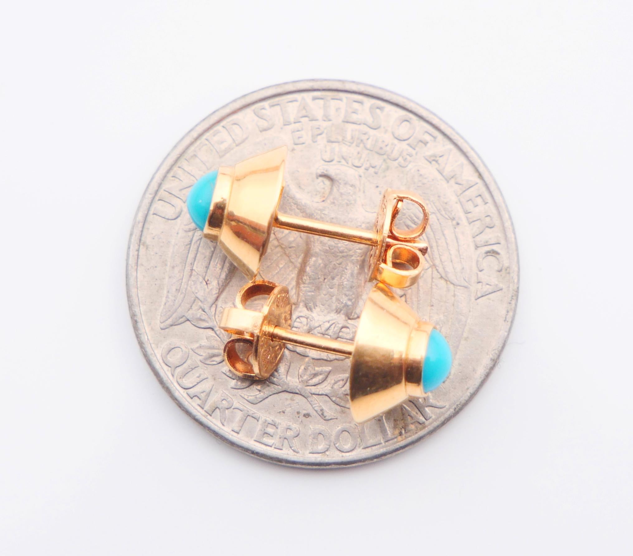 1968 Pendientes stud Turquesa natural maciza 18 Oro / 1,6 gr en venta 4