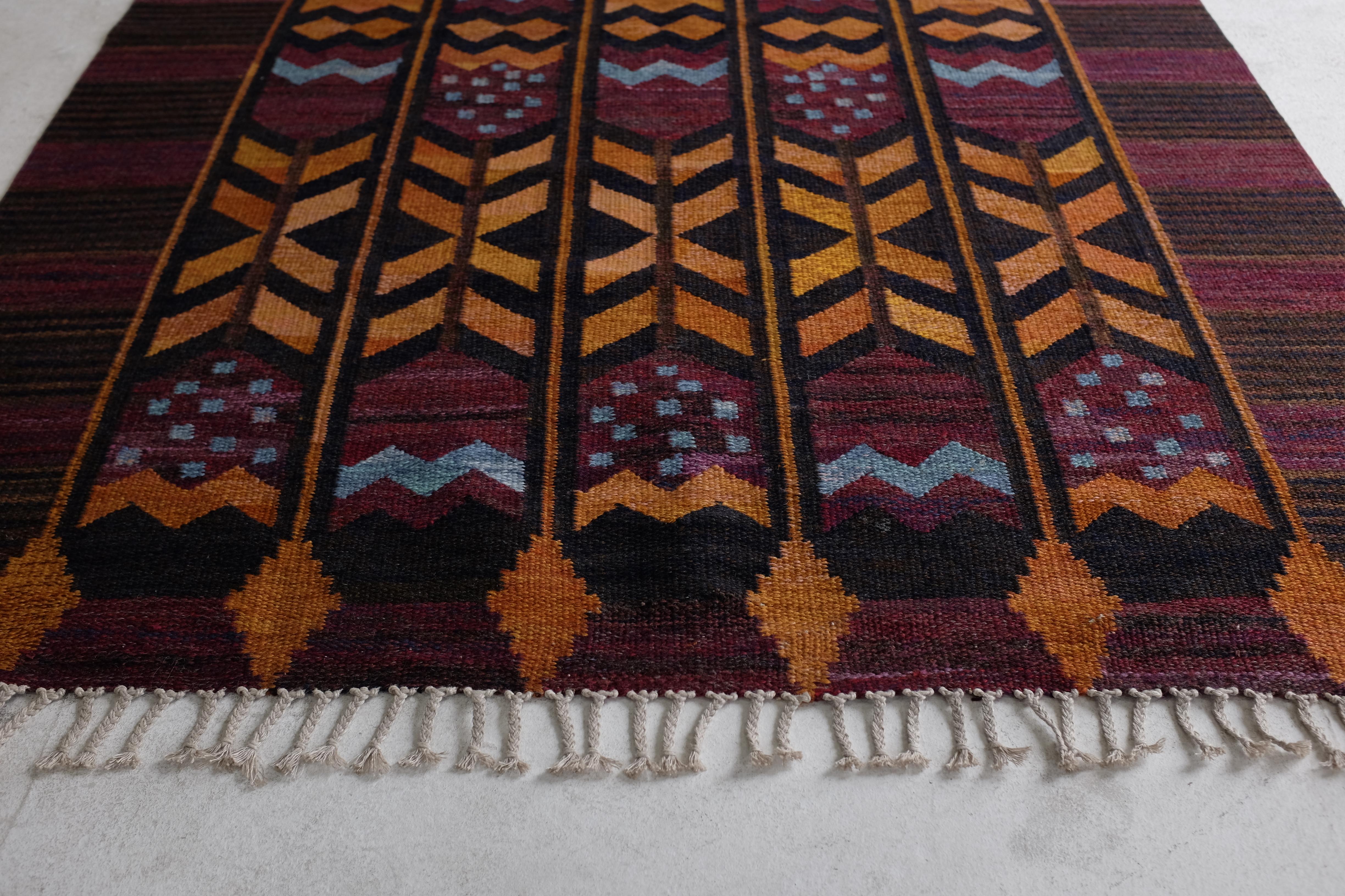 Mid-Century Modern 1968 Swedish Rug by Stockholm Läns Hemslöjdsförening For Sale