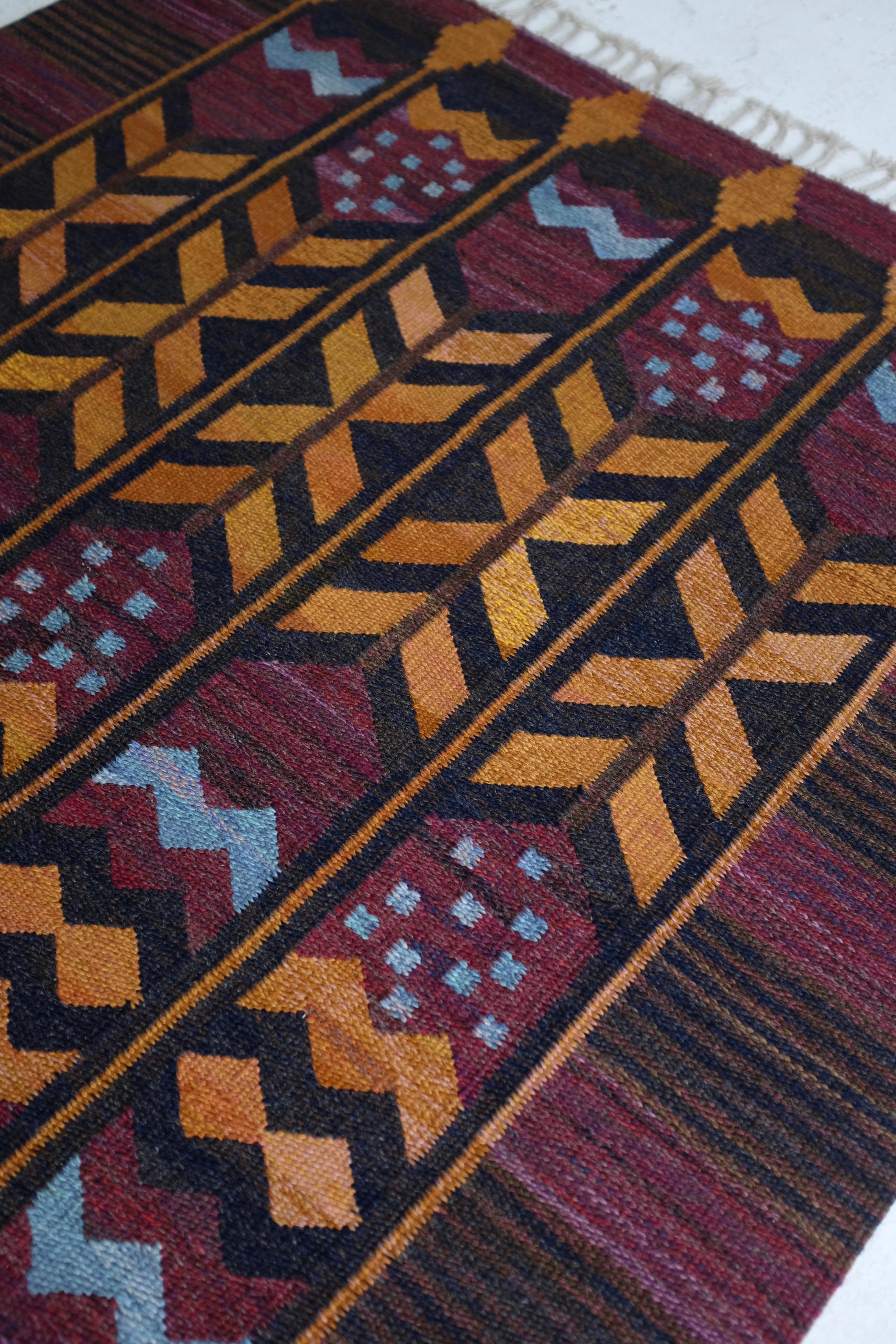 1968 Swedish Rug by Stockholm Läns Hemslöjdsförening In Good Condition For Sale In New York, NY