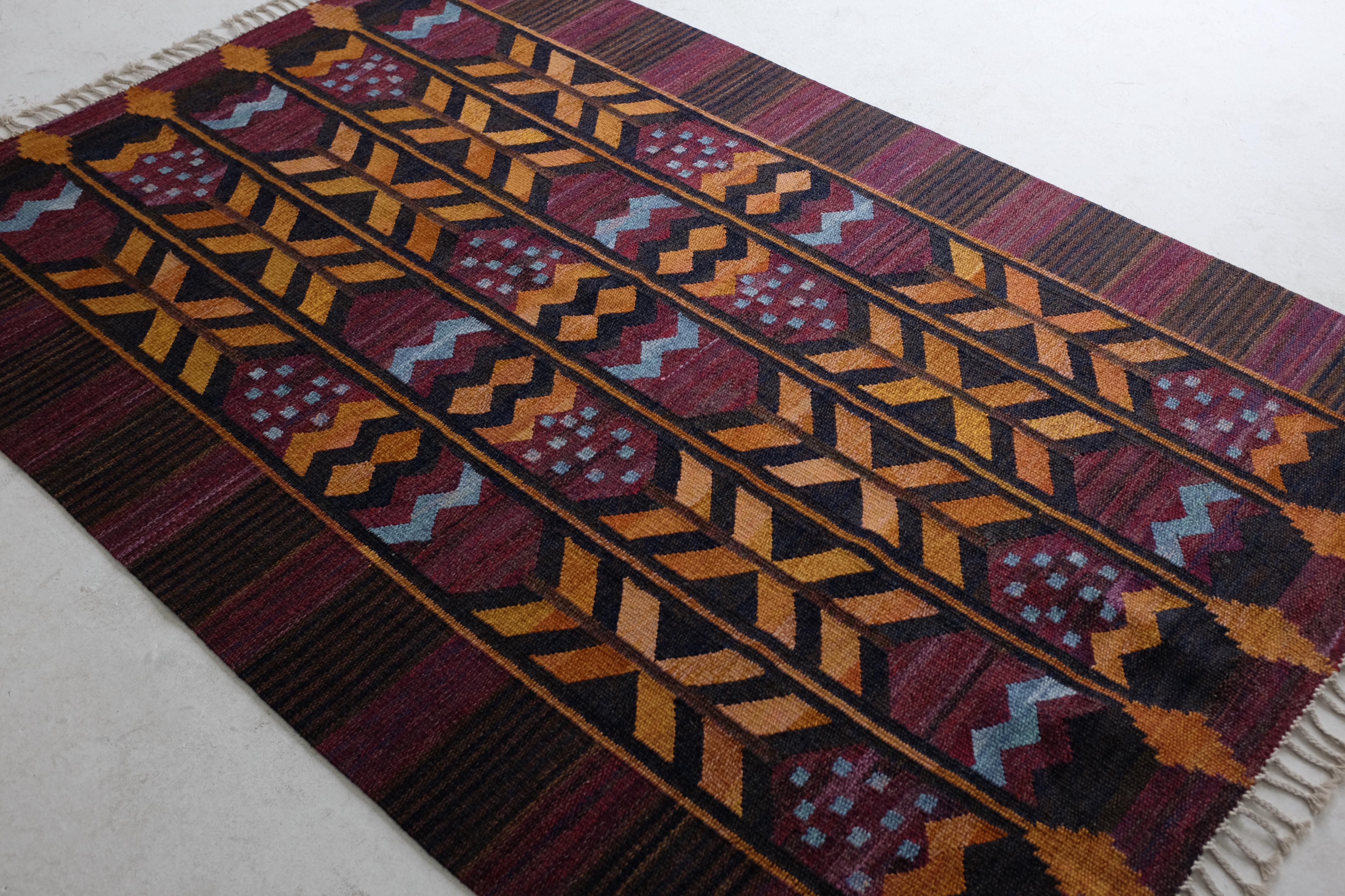 Mid-20th Century 1968 Swedish Rug by Stockholm Läns Hemslöjdsförening For Sale