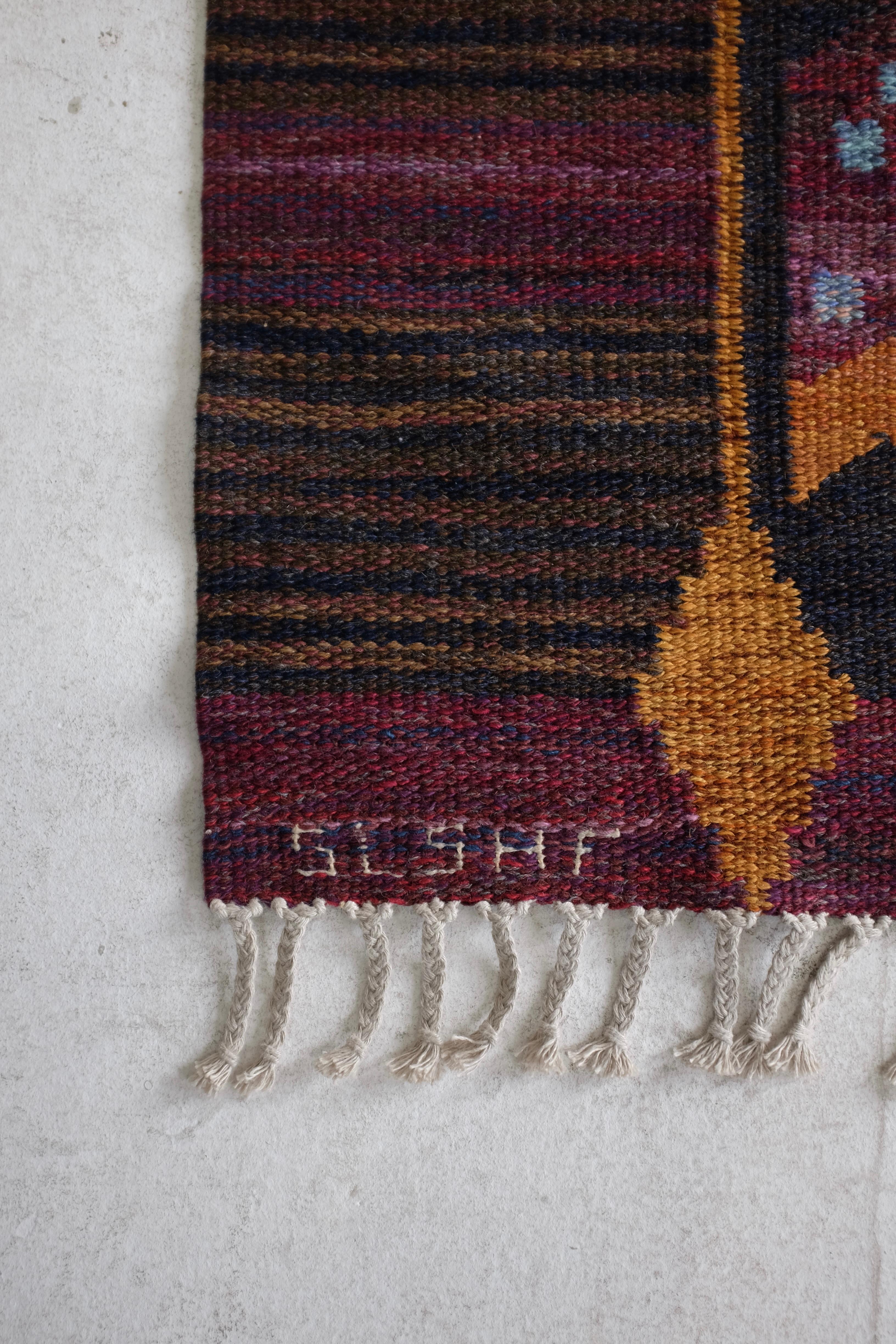 Wool 1968 Swedish Rug by Stockholm Läns Hemslöjdsförening For Sale