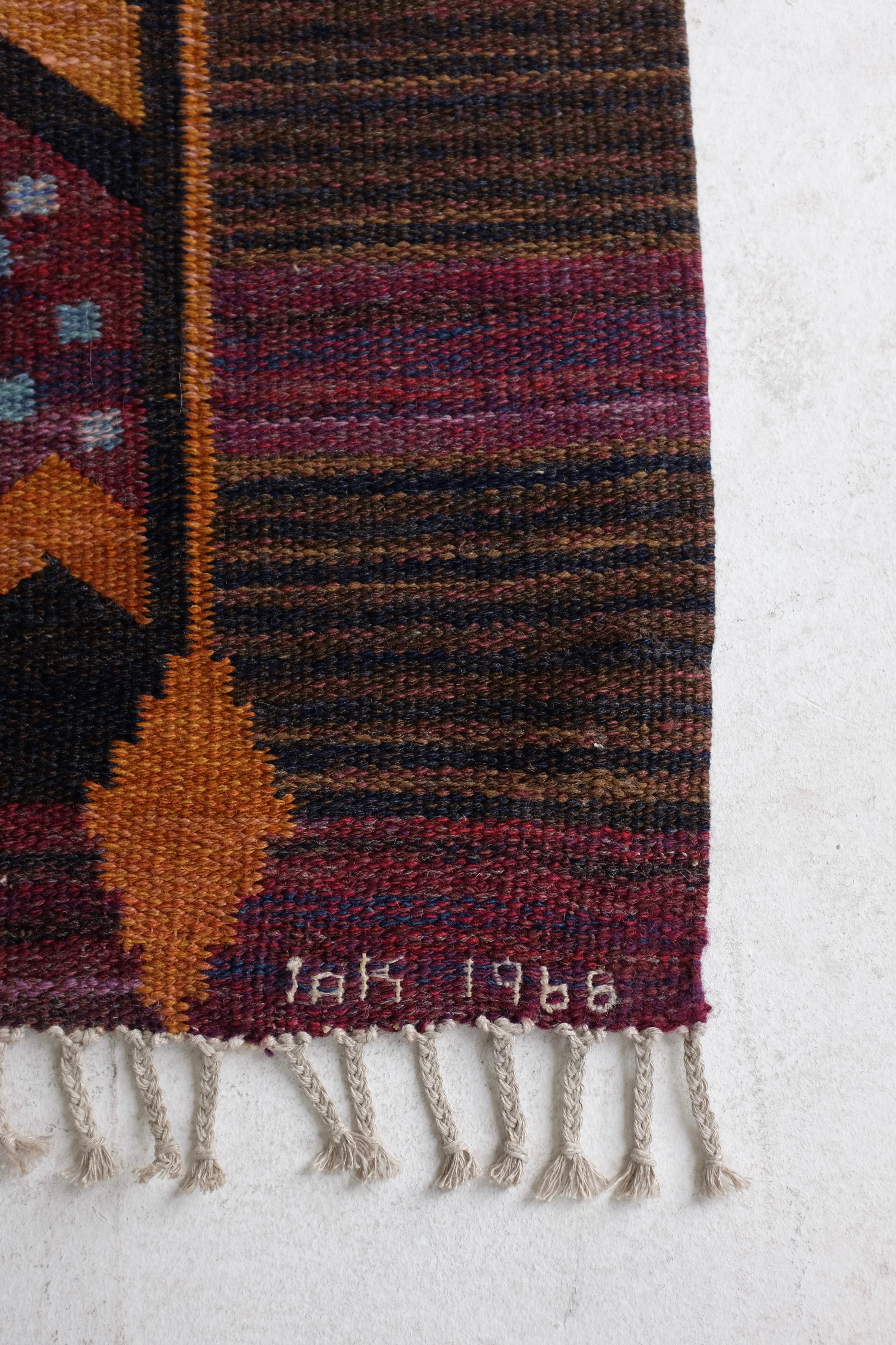 1968 Swedish Rug by Stockholm Läns Hemslöjdsförening For Sale 1