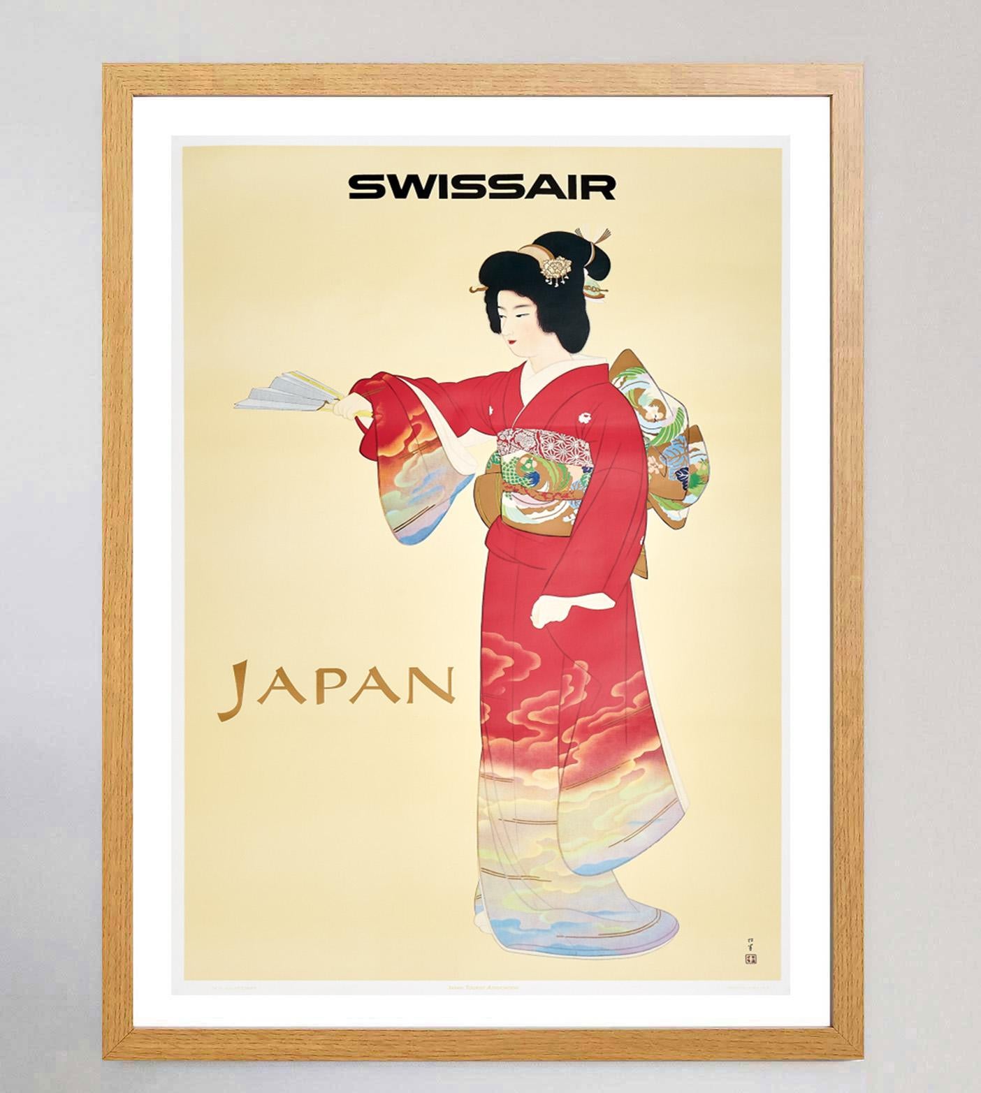Svizzero 1968 Swissair - Giappone Poster originale d'epoca in vendita