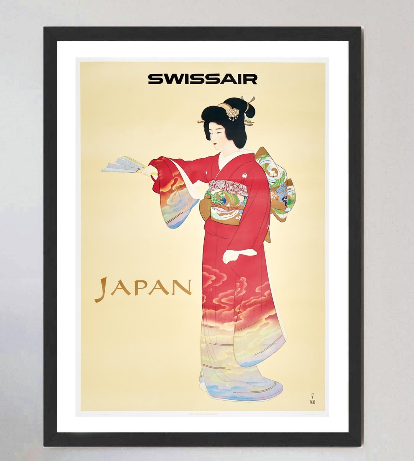 Metà XX secolo 1968 Swissair - Giappone Poster originale d'epoca in vendita