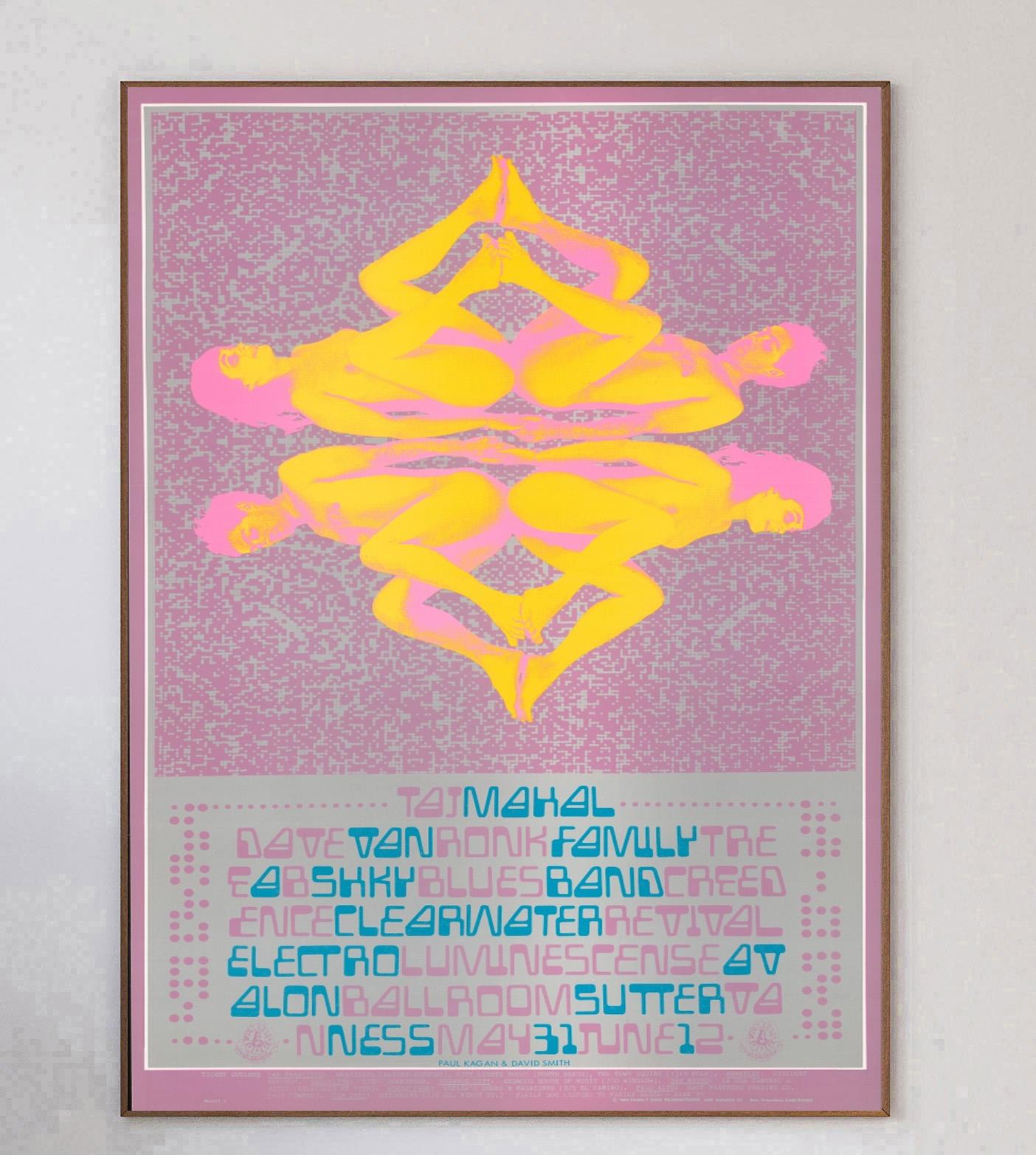 1968 Taj Mahal - Avalon Ballroom Original Vintage Poster (Mitte des 20. Jahrhunderts) im Angebot