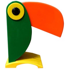 1968, Unique, Rare, Colored Charming Toucan Table Lamp for OTF, Italy, Ferrari