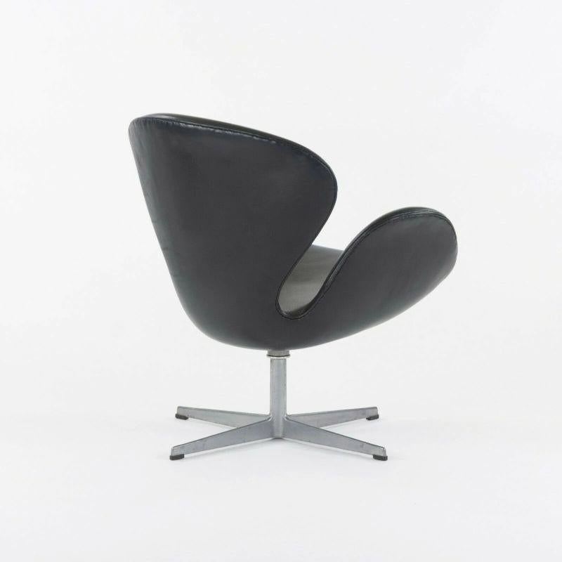 Danish 1968 Vintage Arne Jacobsen Swan Chair by Fritz Hansen of Denmark Black Leather For Sale