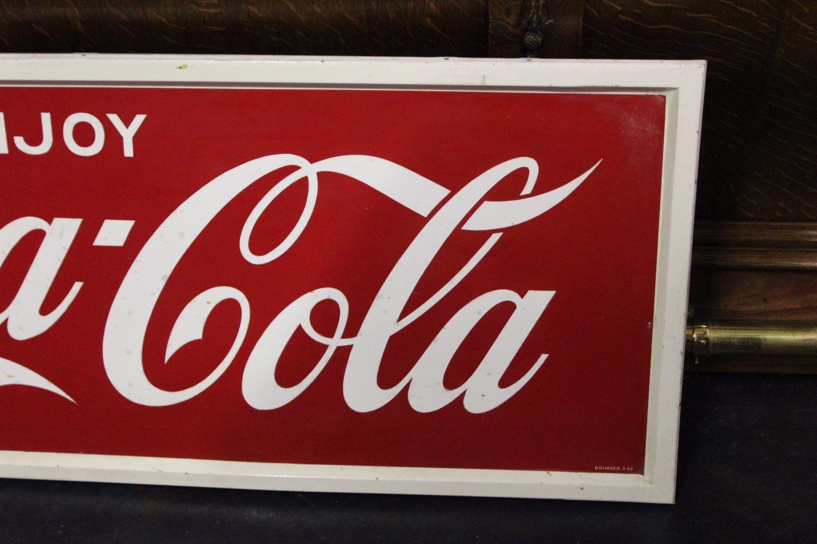American 1968 Vintage Coca-Cola Soda Tin Sign For Sale