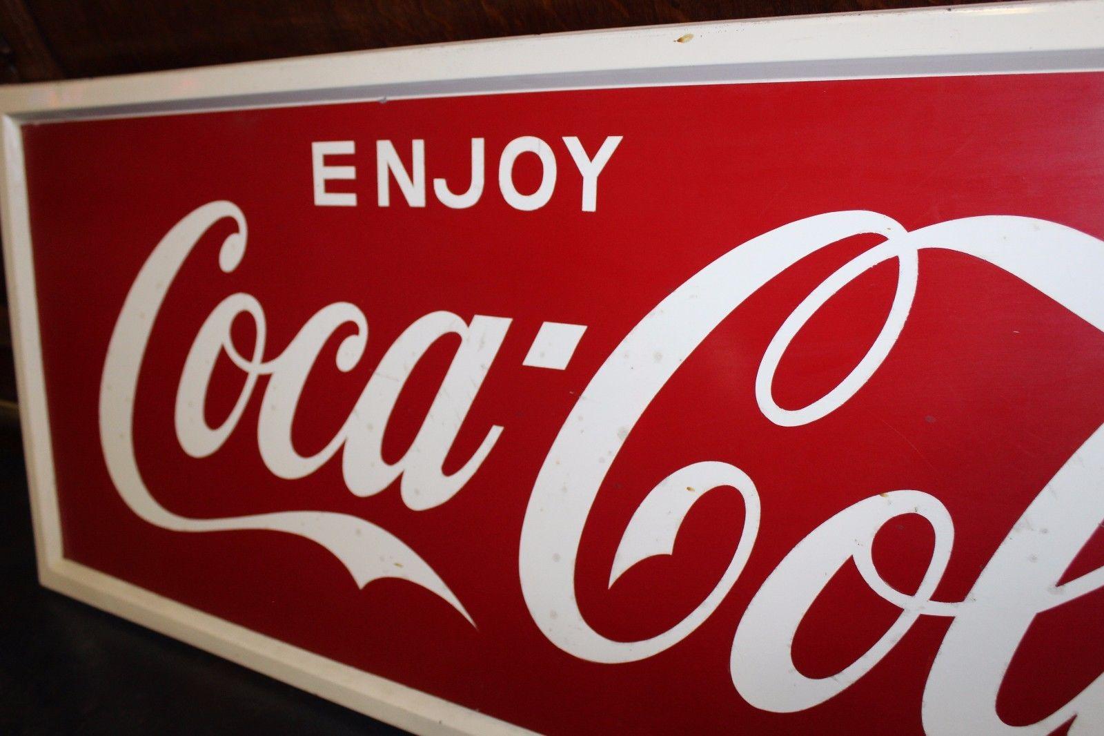 1968 Vintage Coca-Cola Soda Tin Sign In Distressed Condition For Sale In Orange, CA