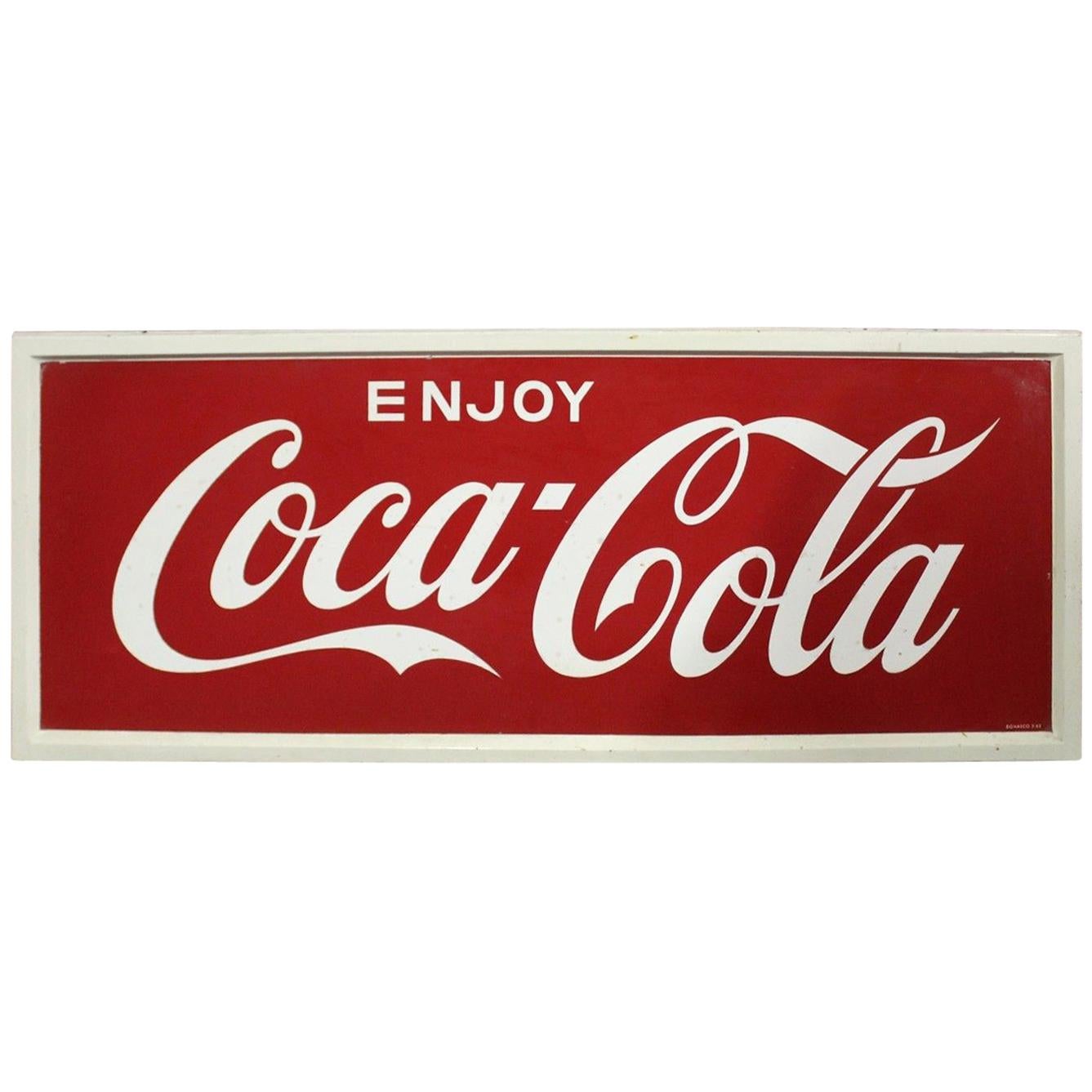 1968 Vintage Coca-Cola Soda Tin Sign For Sale