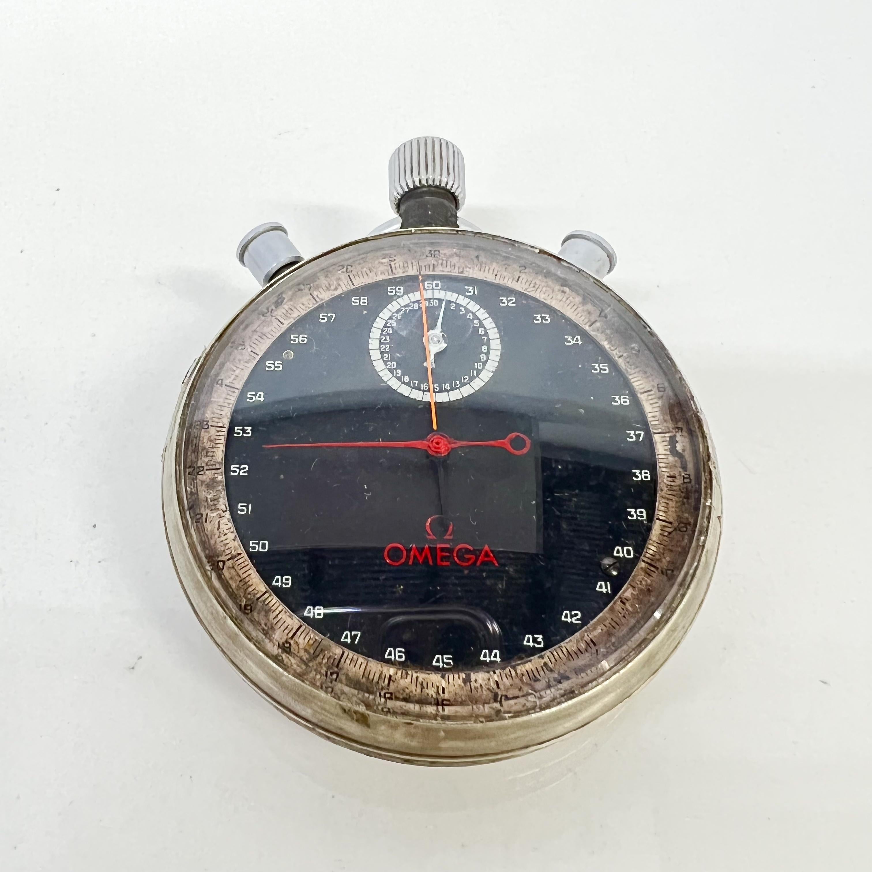 1968 Vintage Nonworking Pocket Omega Game Stopwatch Mexico Olympics 5