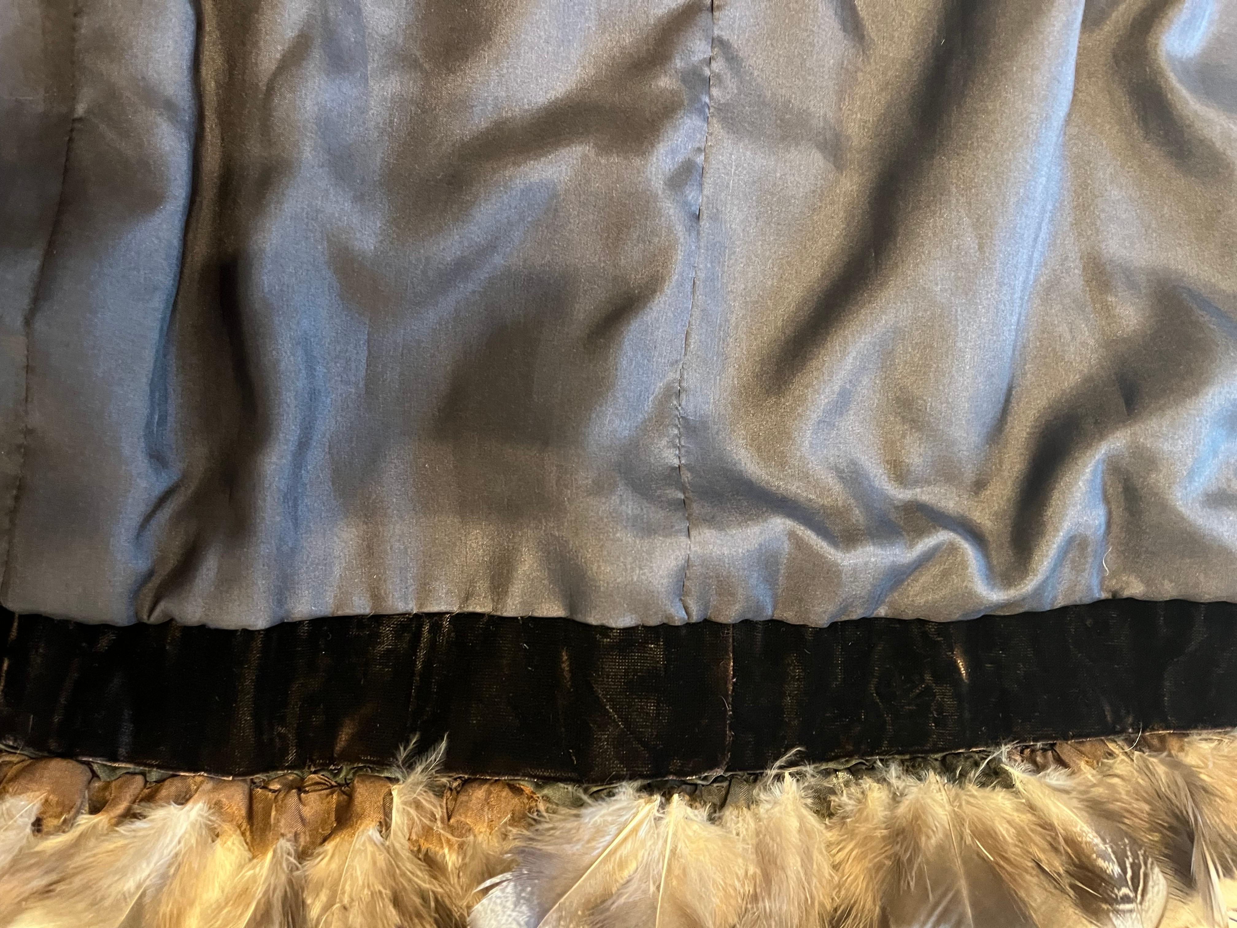 1968 YSL Yves Saint Laurent Couture Velvet Feather Evening Coat For Sale 7