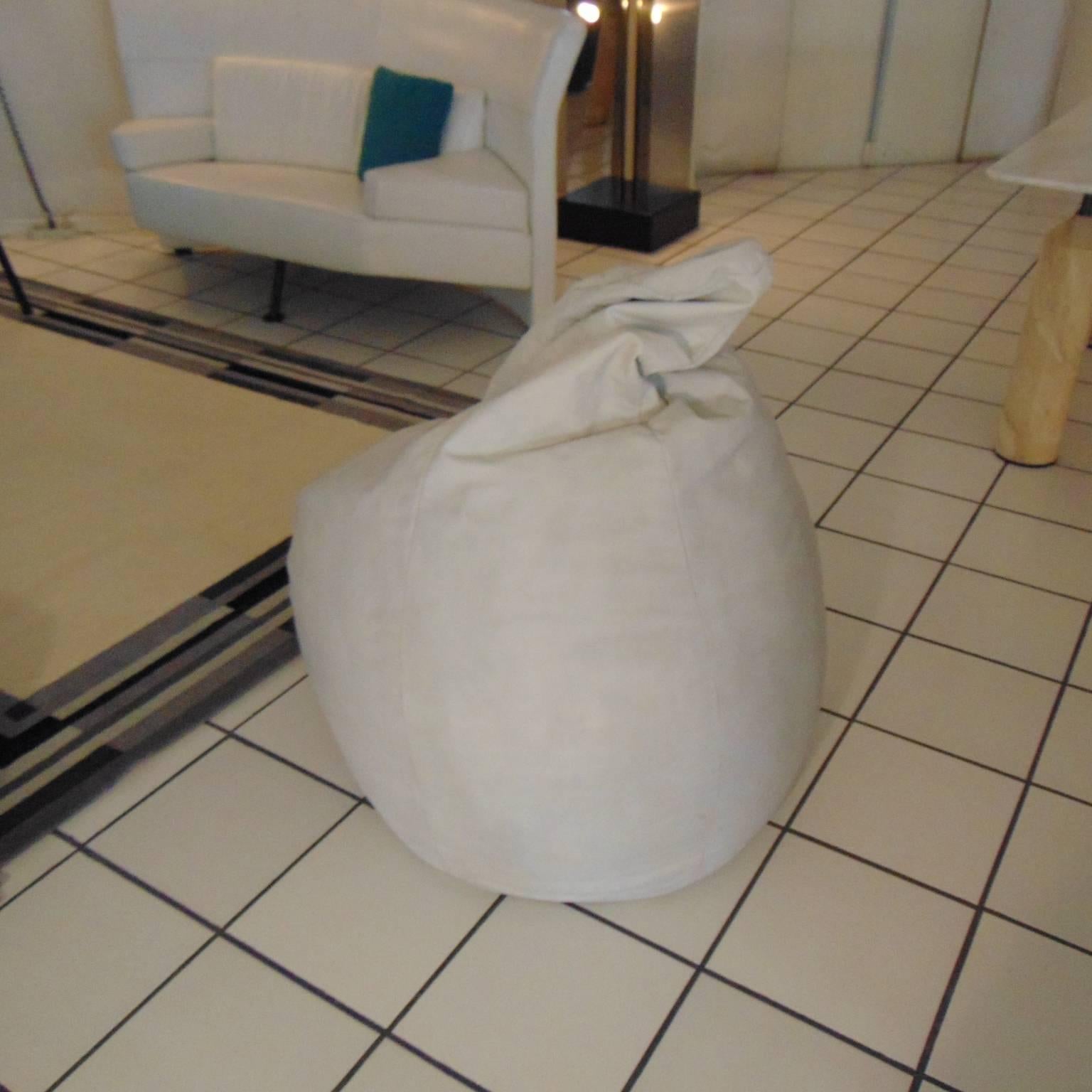 1968 Zanotta Sacco Easy Chair White Leather Gatti Paolini Teodoro Italy 1