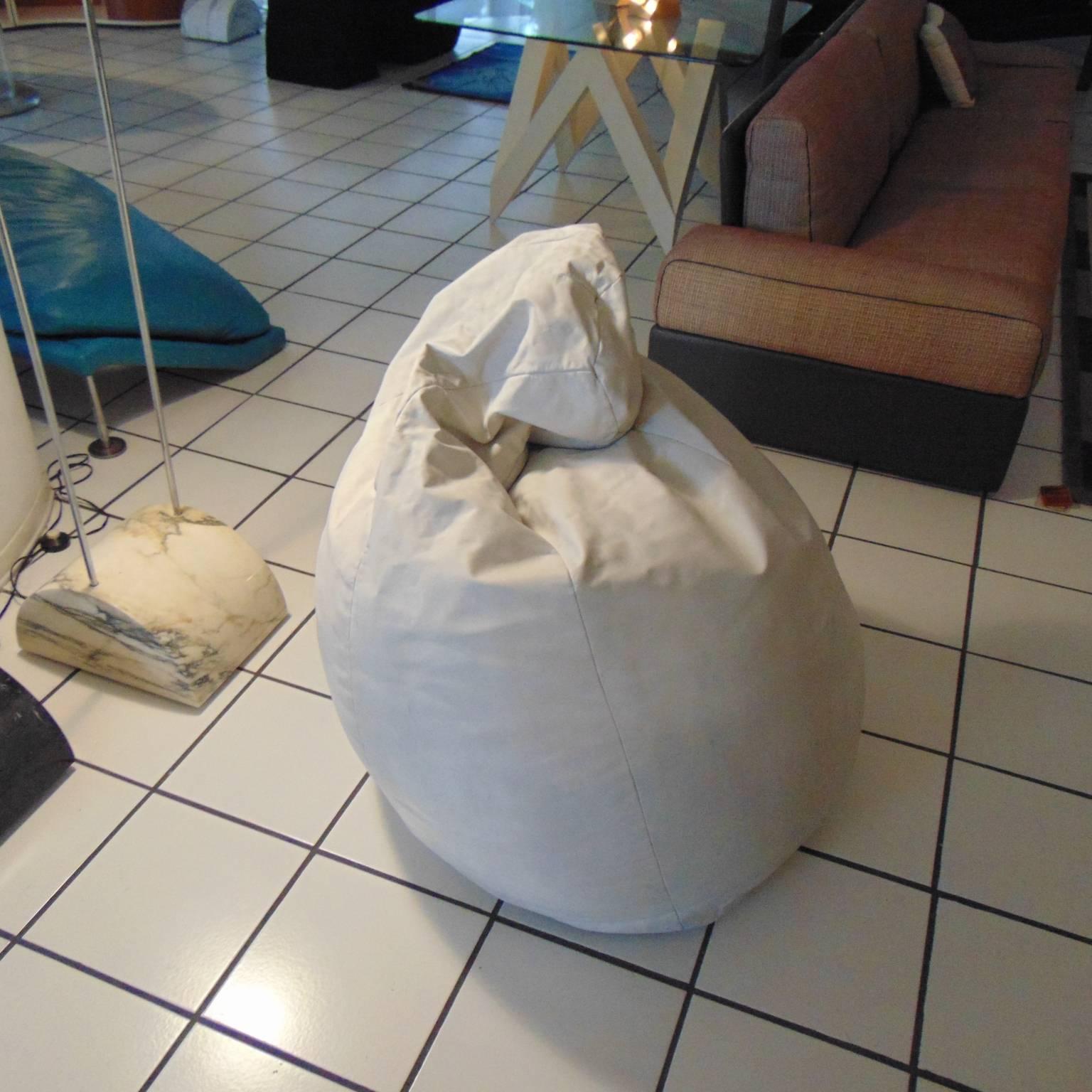 1968 Zanotta Sacco Easy Chair White Leather Gatti Paolini Teodoro Italy 2