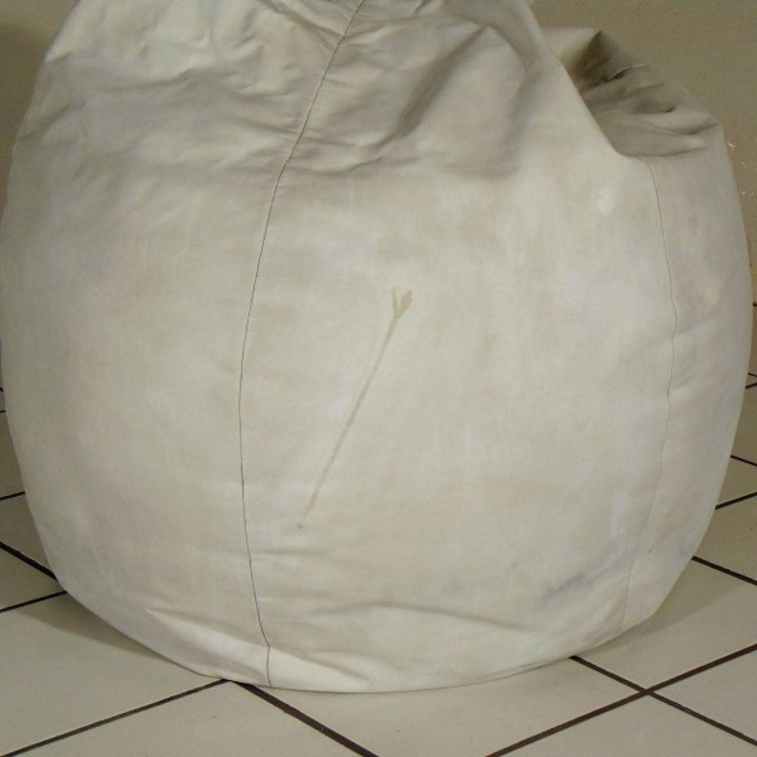1968 Zanotta Sacco Easy Chair White Leather Gatti Paolini Teodoro Italy 7