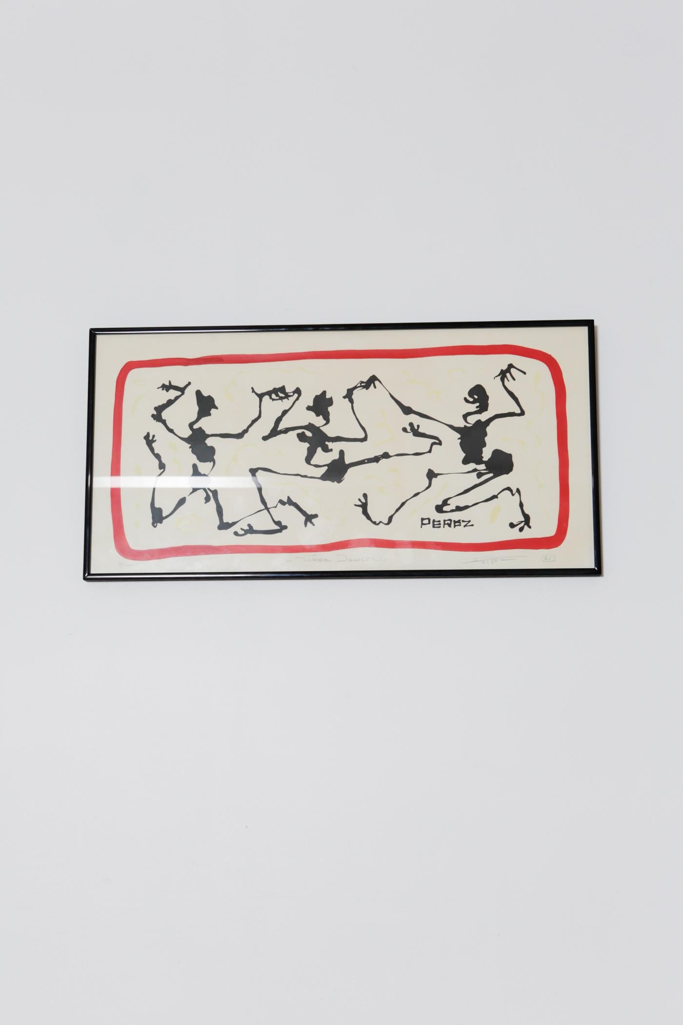 1968s Francisco Perez Sgn. Serigraph Three Dancers. Features three abstract dancers in fluid motion. It is signed and dated by the artist in pencil in the lower right-hand corner of the print, and it is numbered in pencil as well in the lower