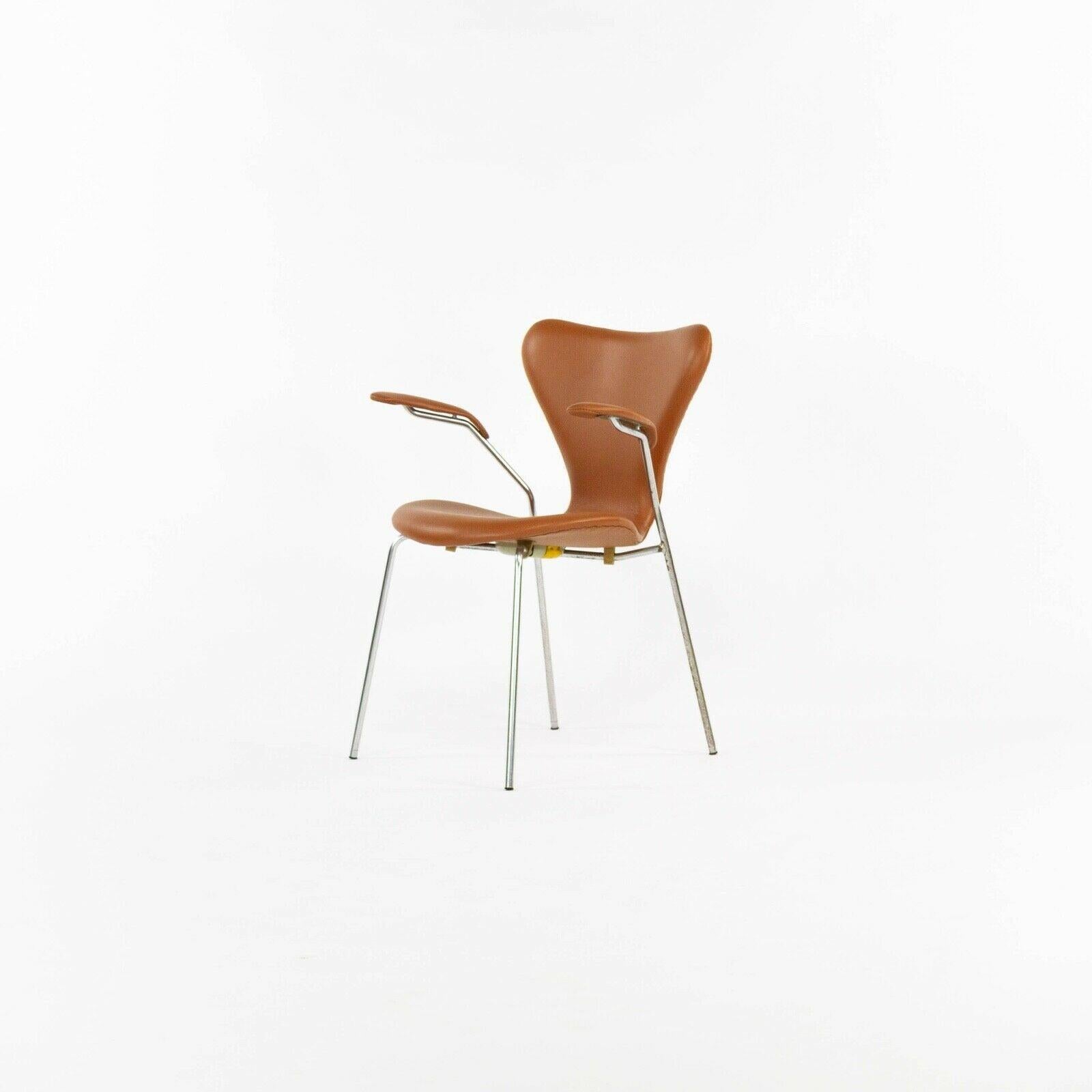 Mid-20th Century 1969 Arne Jacobsen Fritz Hansen Series 7 Armchair H& Stitched Leather For Sale