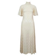 1969 BIBA by Barbara Hulanicki documented long cream lace dress