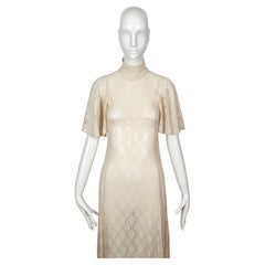1969 BIBA documentado vestido largo de encaje crema