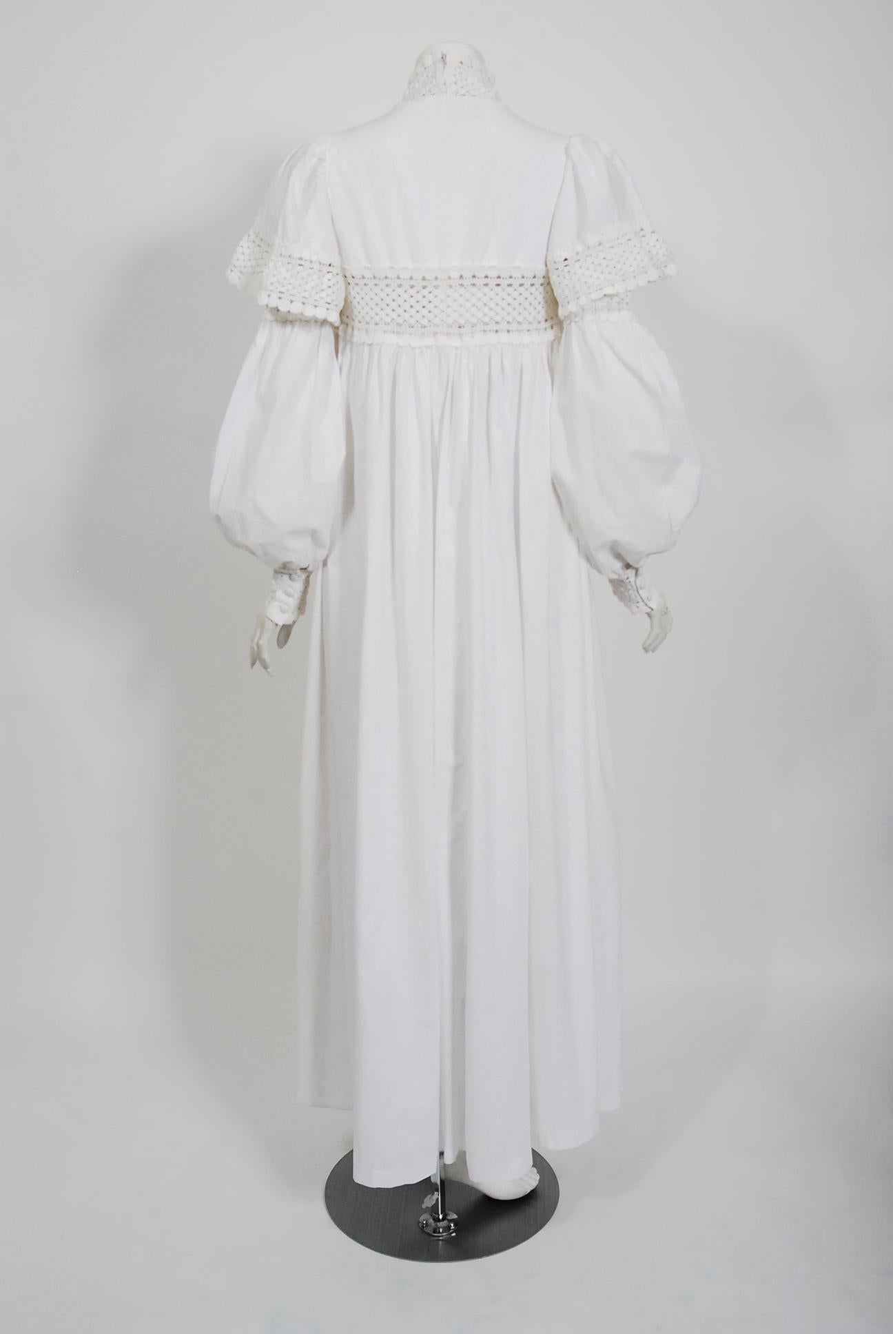 Vintage 1969 Biba Documented White Cotton Lace Billow-Sleeve Maxi Dress & Jacket 3