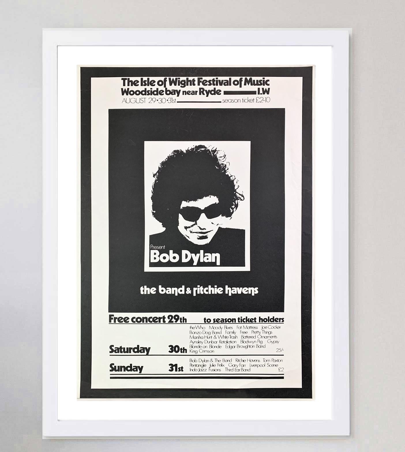Affiche vintage d'origine du festival Isle of Wight de Bob Dylan, 1969 Bon état - En vente à Winchester, GB