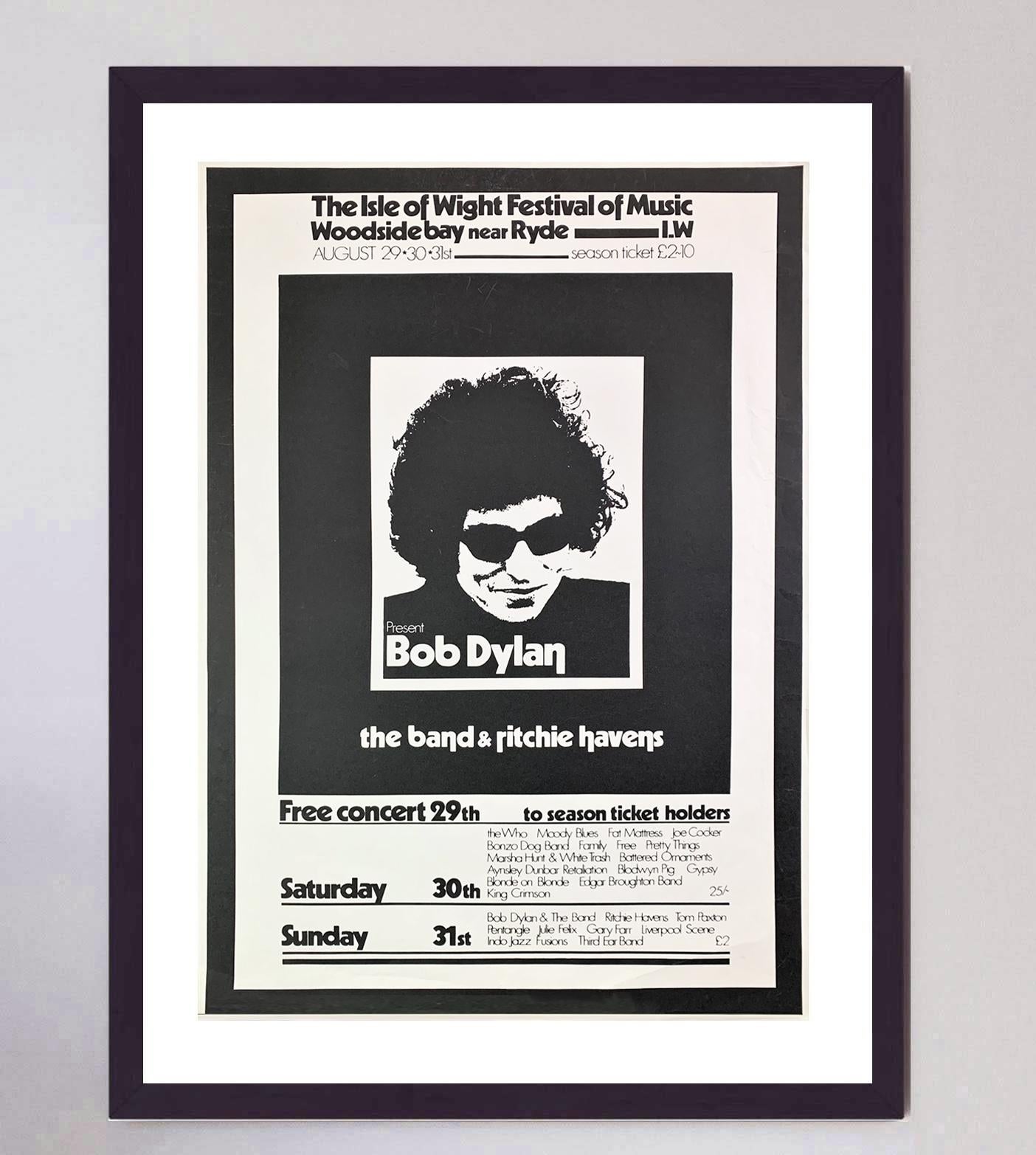 1969 Bob Dylan - Isle of Wight Festival Original Vintage Poster In Good Condition For Sale In Winchester, GB