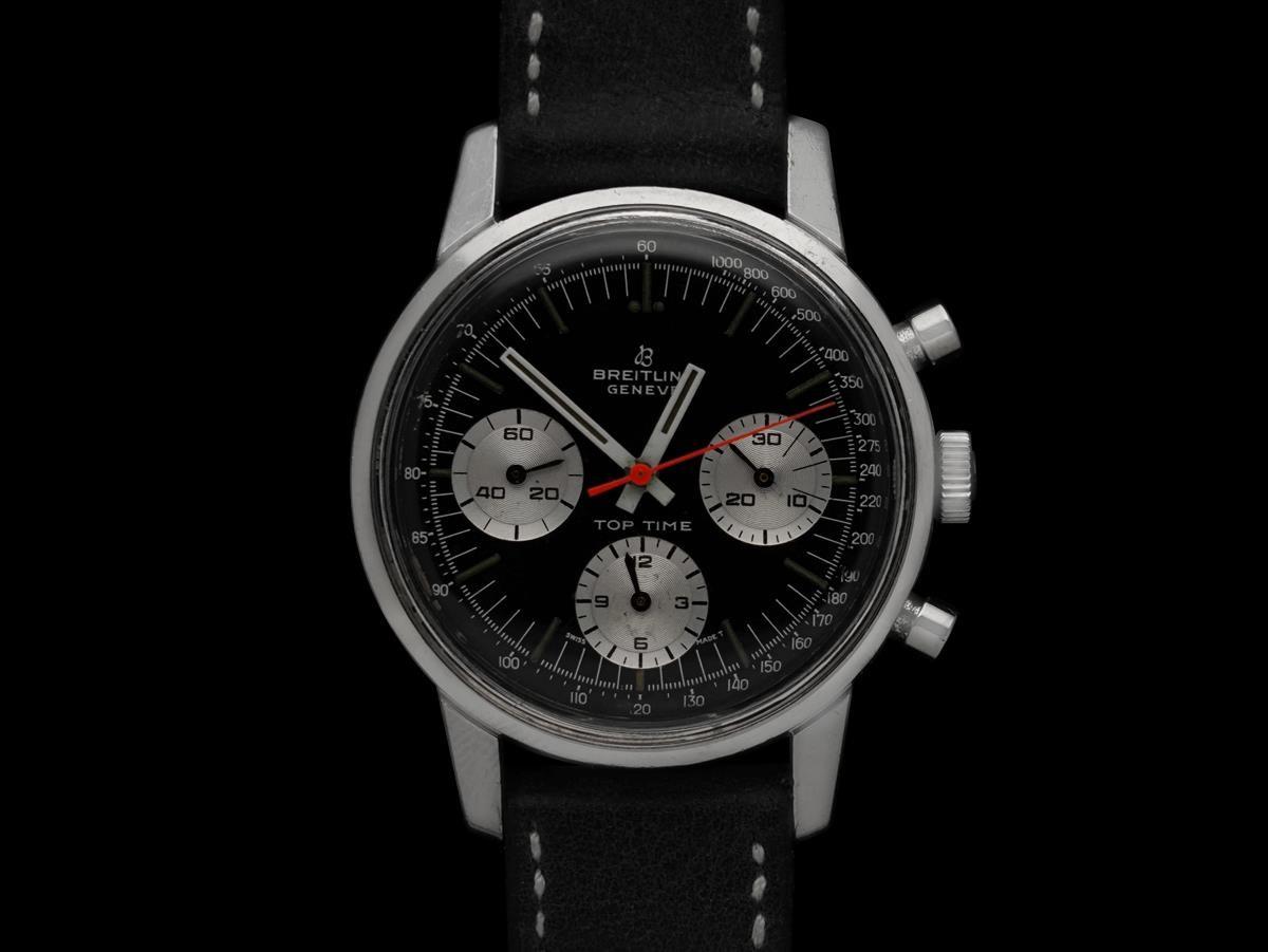 1969 Breitling Top Time Orologio cronografo Panda quadrante vintage da aviatore - SS in vendita 6