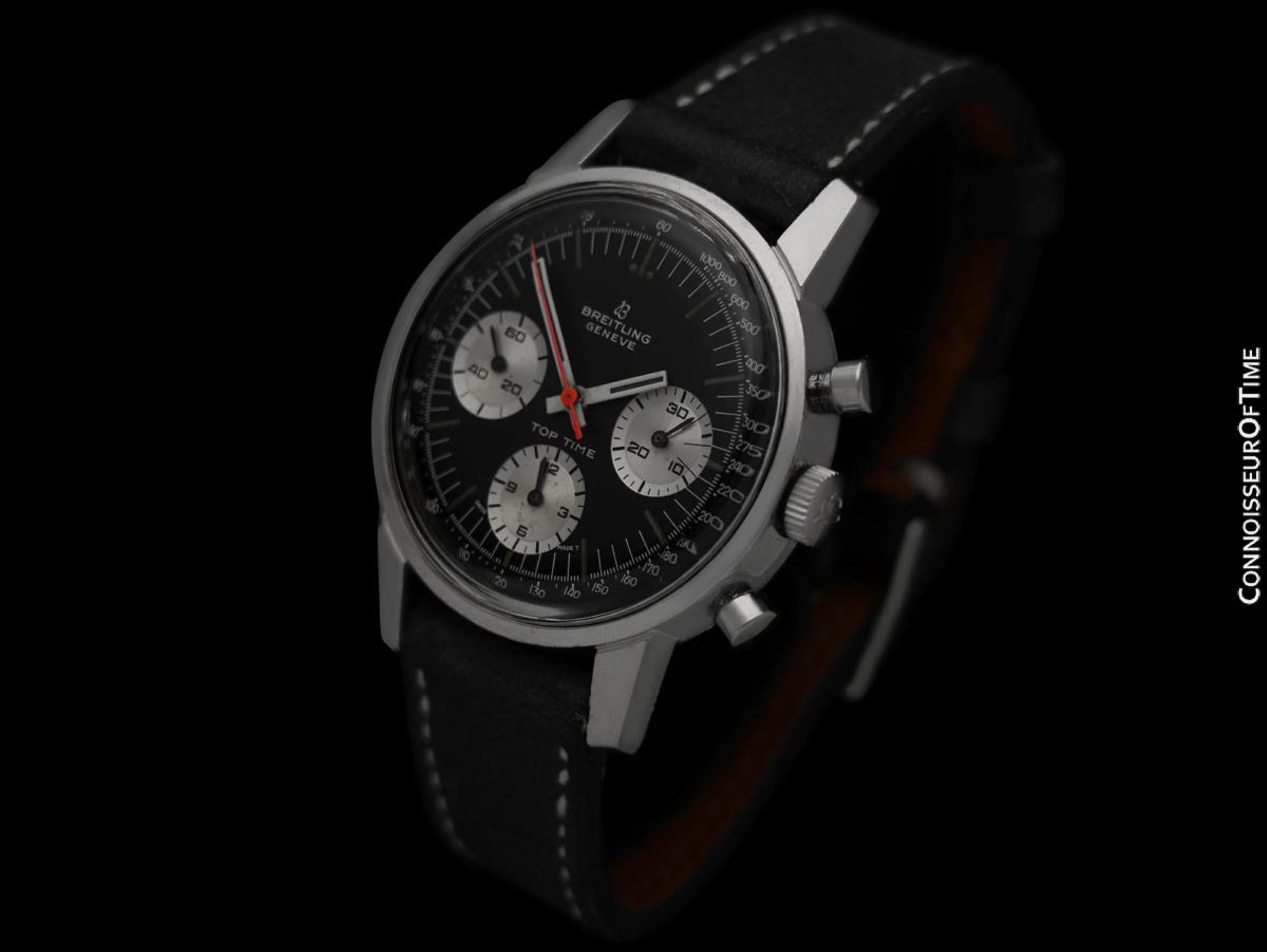 1969 Breitling Top Time Vintage Aviator's Panda Zifferblatt Chronographuhr - SS im Zustand „Hervorragend“ im Angebot in Suwanee, GA