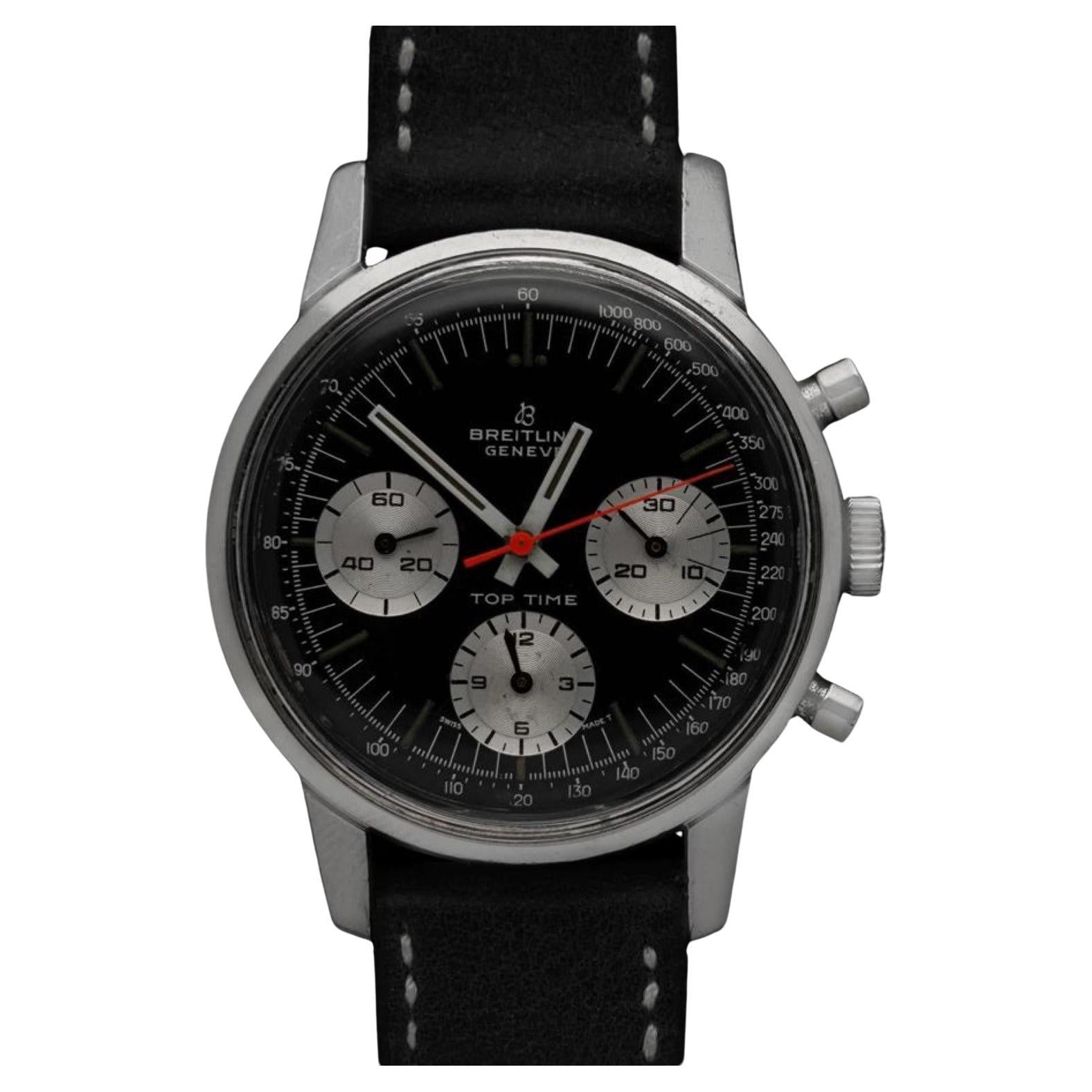 1969 Breitling Top Time Vintage Aviator's Panda Dial Chronograph Watch - SS