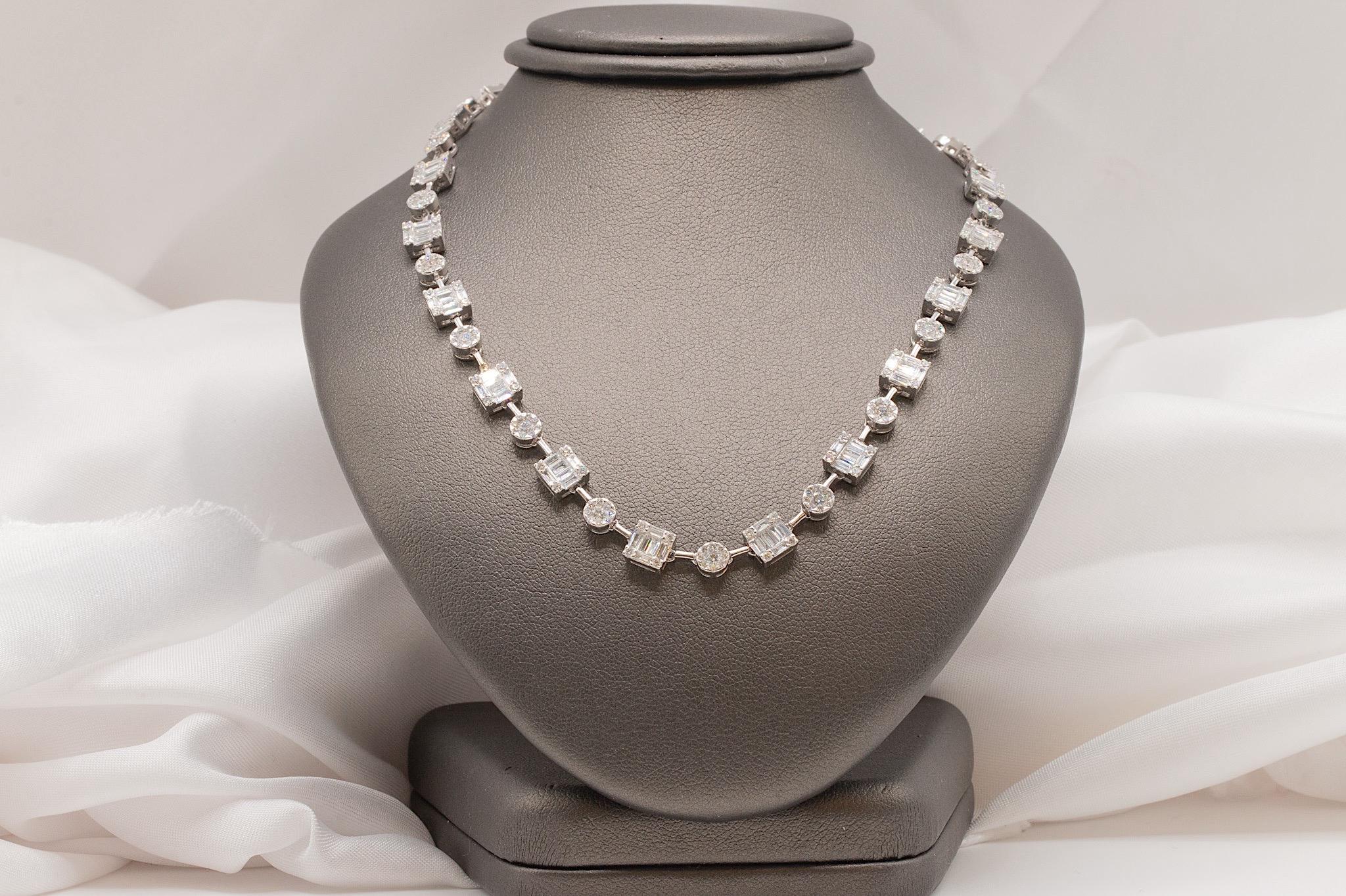 Collana con diamanti convertibili in oro bianco 18k da 19,69 carati in vendita 4
