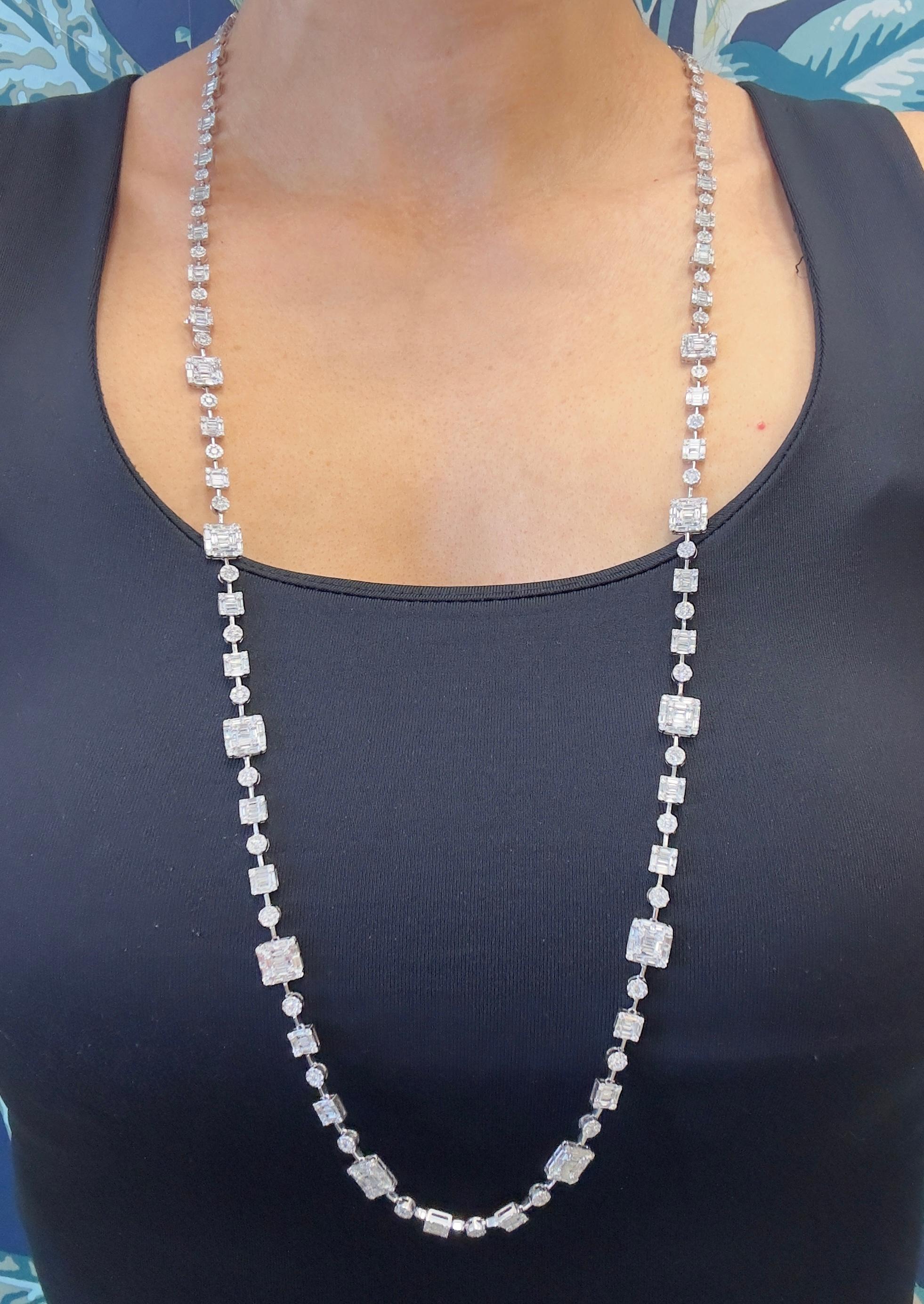 Collana con diamanti convertibili in oro bianco 18k da 19,69 carati In condizioni Nuovo in vendita a Houston, TX