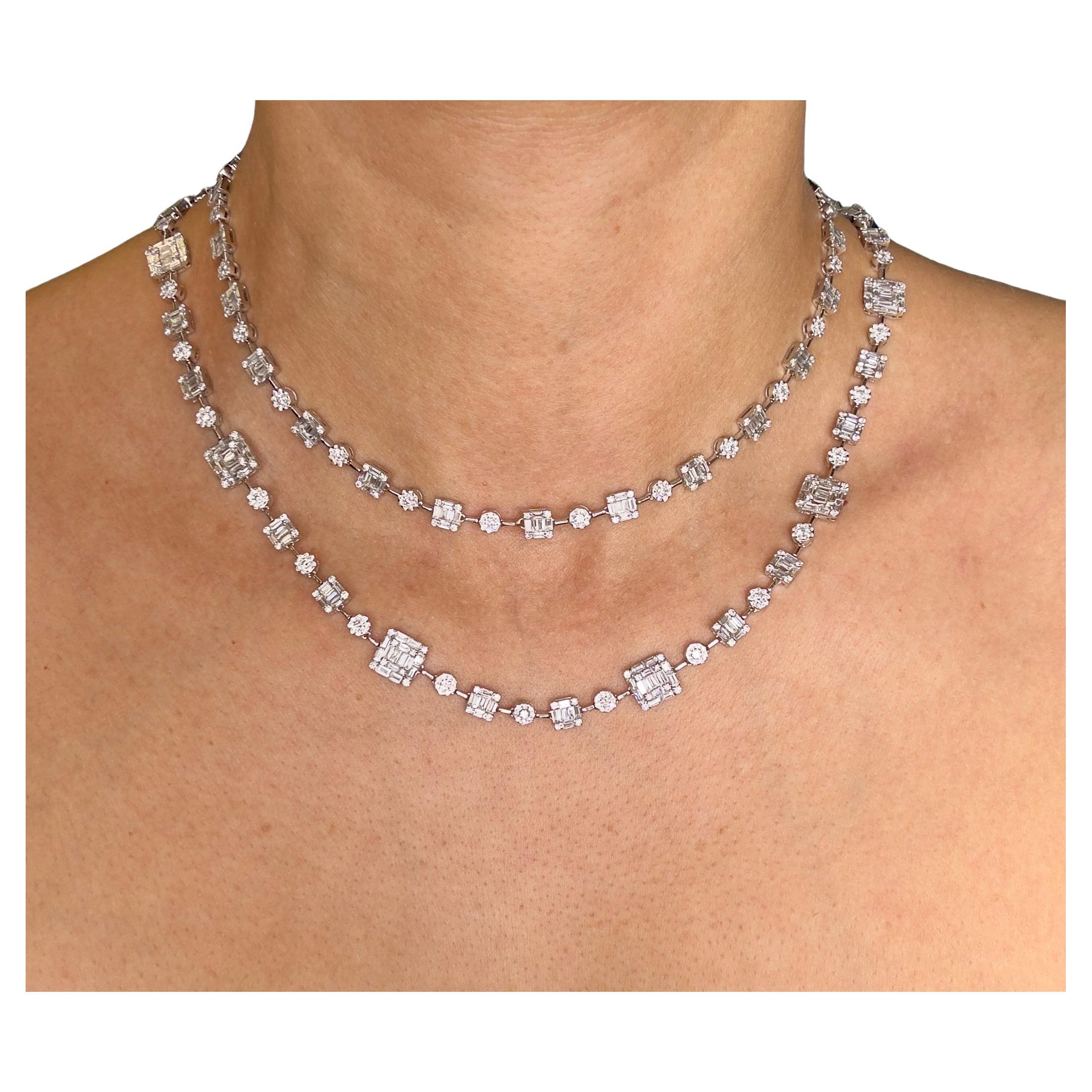 Collier convertible en or blanc 18 carats de 19,69 carats