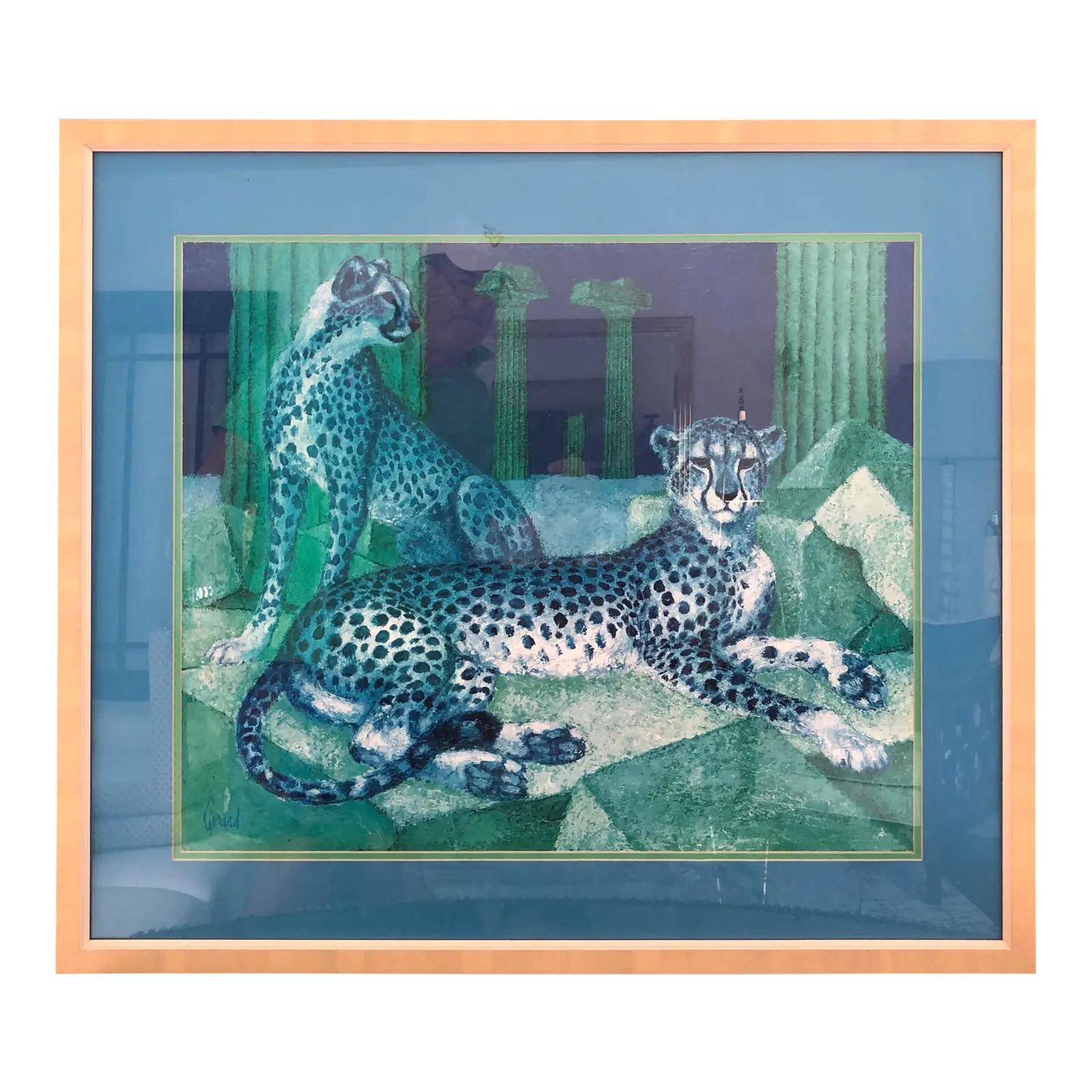 1969 Cheetah-Druck Girard Dac Ny, gerahmt (amerikanisch) im Angebot