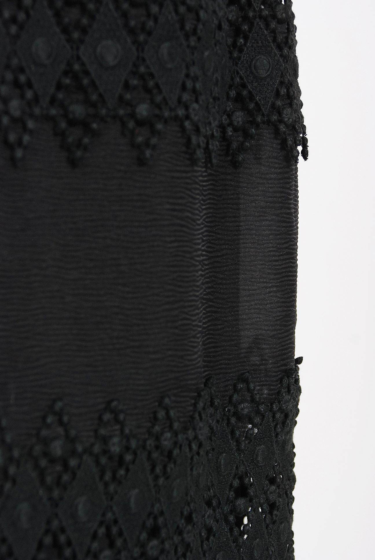 Vintage 1969 Christian Dior For Saks Black Lace & Silk Strapless Bow Mini Dress 1