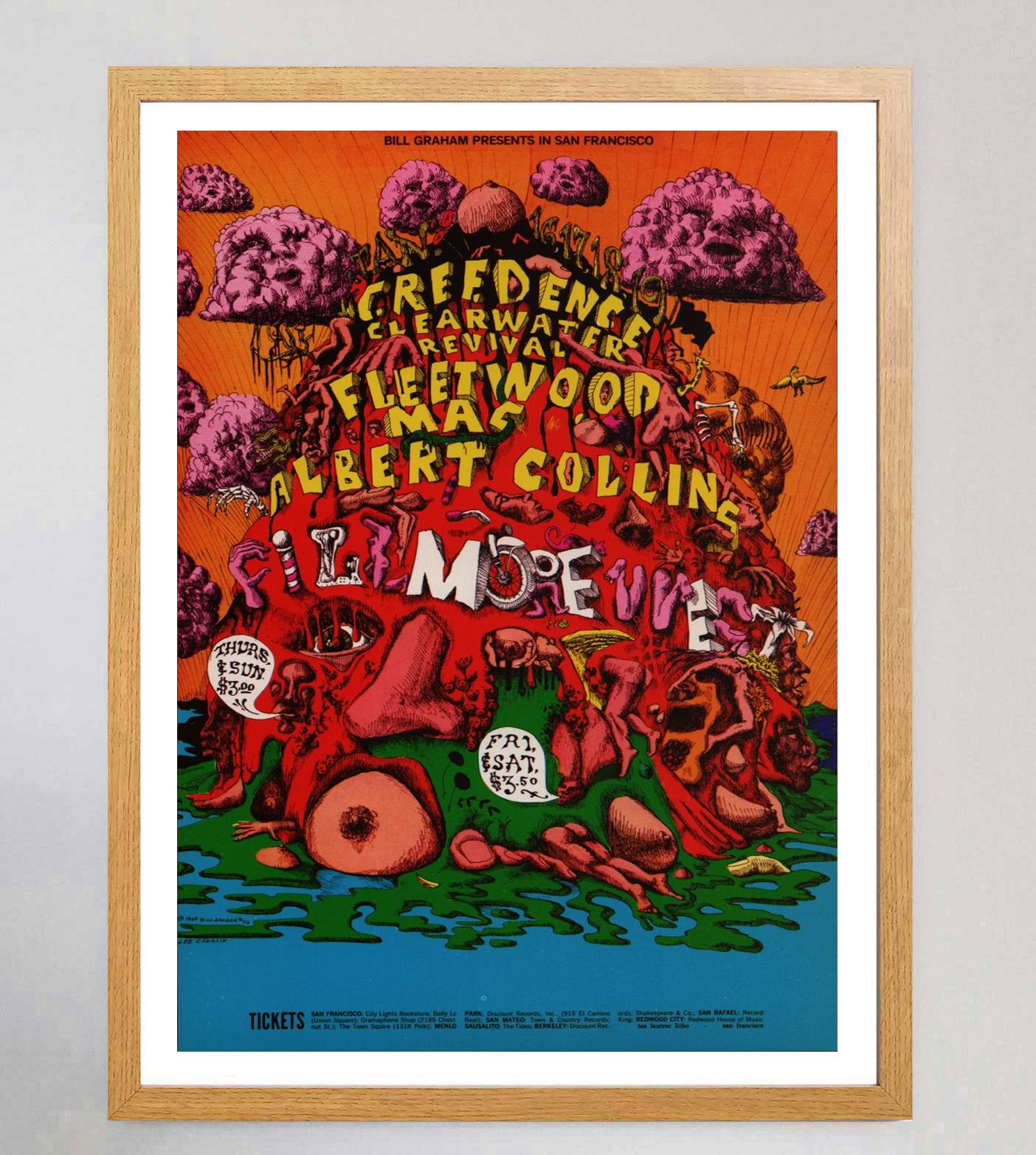 Metà XX secolo 1969 Creedence Clearwater Revival & Fleetwood Mac - Fillmore West Poster in vendita