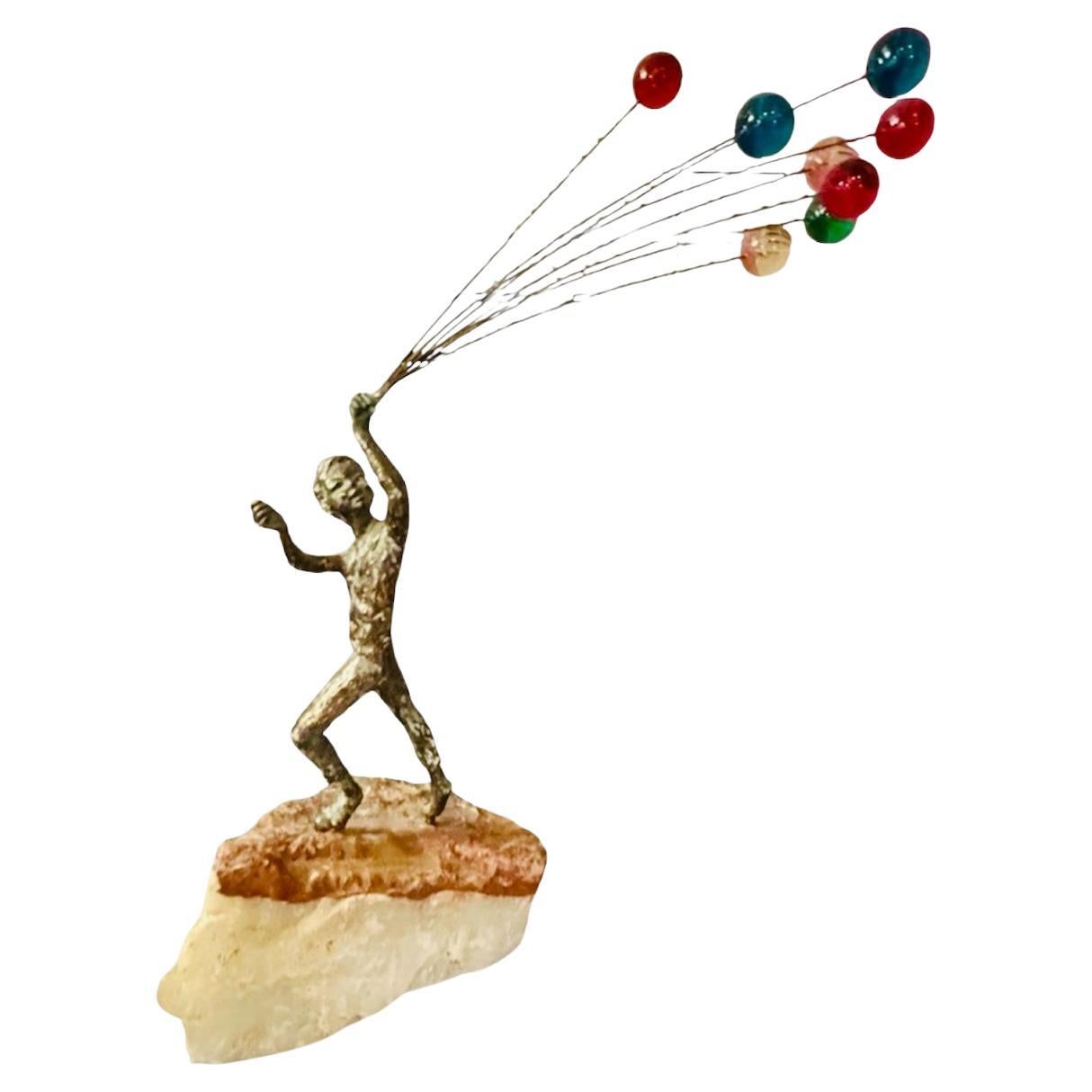 1969 Curtis Jere Bronze Balloon Boy Art Sculpture en vente