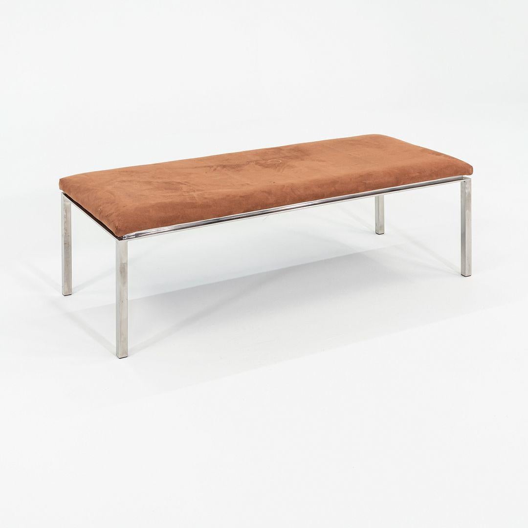 This is a Custom Rectangular Upholstered Steel Bench, designed by Davis Allen and Gordon Bunshaft under SOM. SOM, as it is known, refers to the architectural firm Skidmore, Owings & Merrill. During the mid to late 20th century, they were prolific in