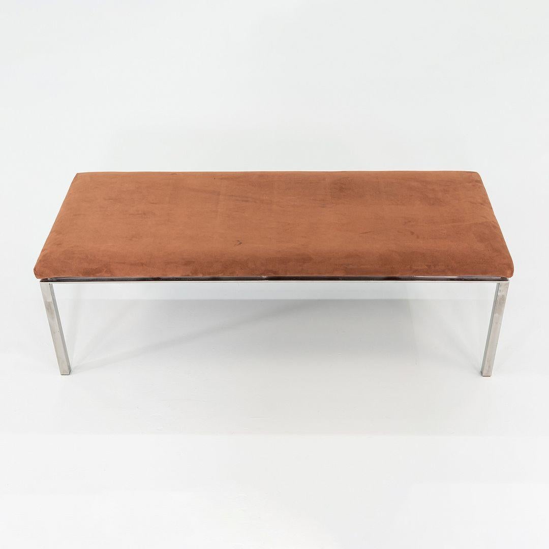 Modern 1969 Davis Allen and Gordon Bunshaft of SOM Bench in Steel and Suede 20 x 48 For Sale