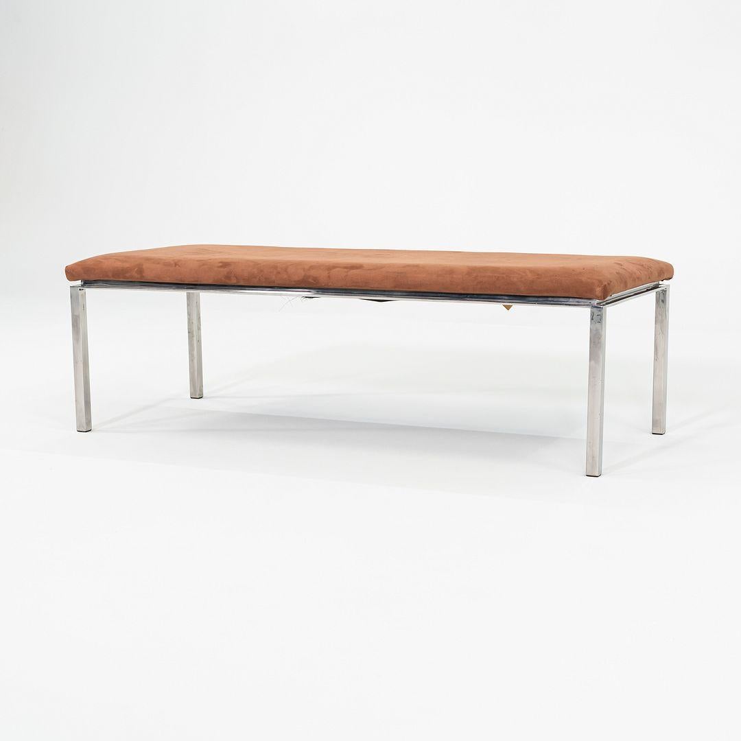 American 1969 Davis Allen and Gordon Bunshaft of SOM Bench in Steel and Suede 20 x 48 For Sale
