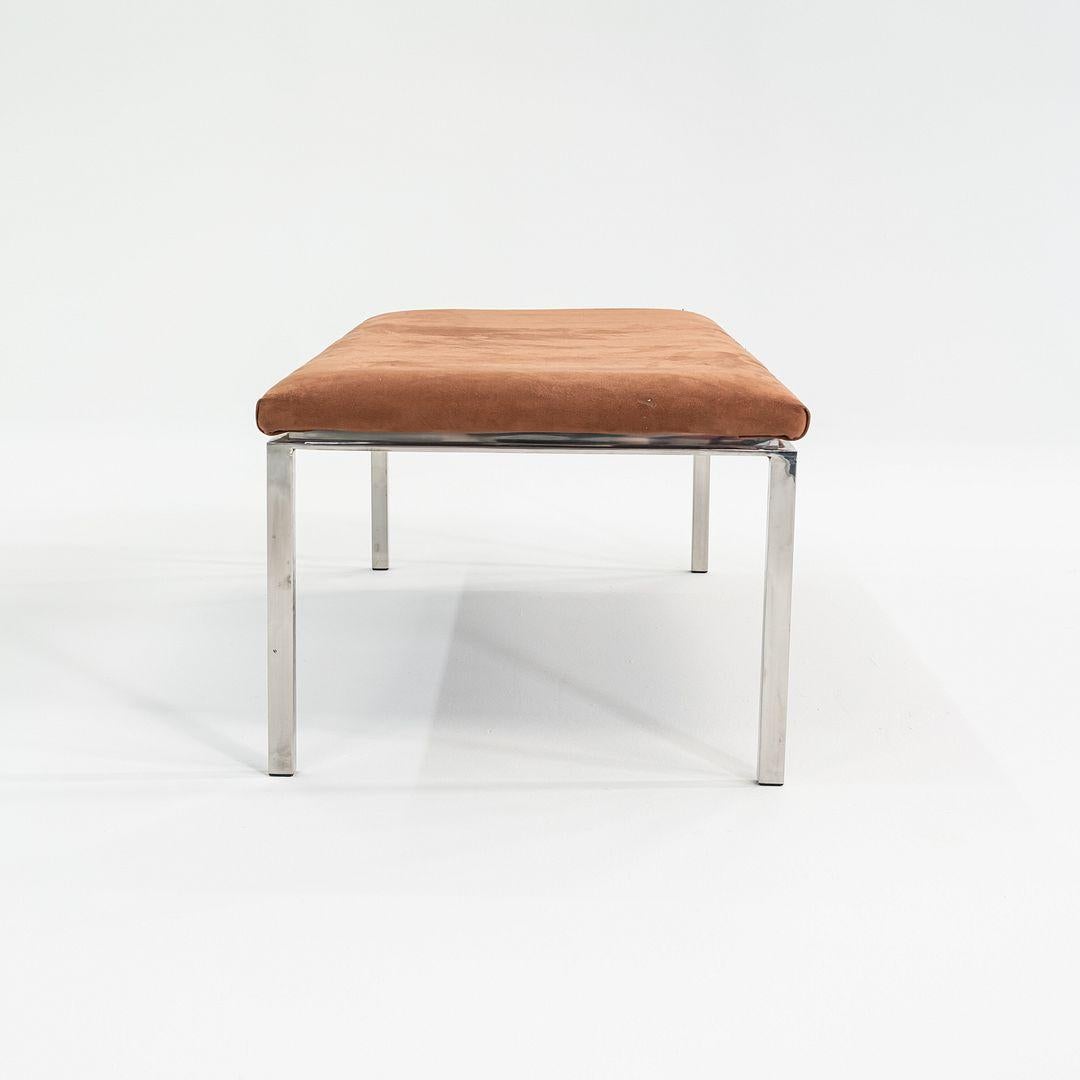 1969 Davis Allen and Gordon Bunshaft of SOM Bench in Steel and Suede 20 x 48 For Sale 1