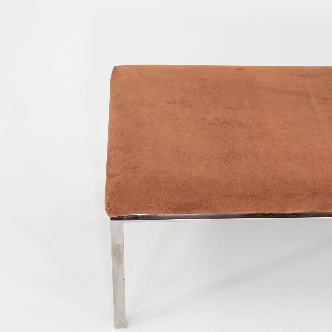 1969 Davis Allen and Gordon Bunshaft of SOM Bench in Steel and Suede 20 x 48 For Sale 2