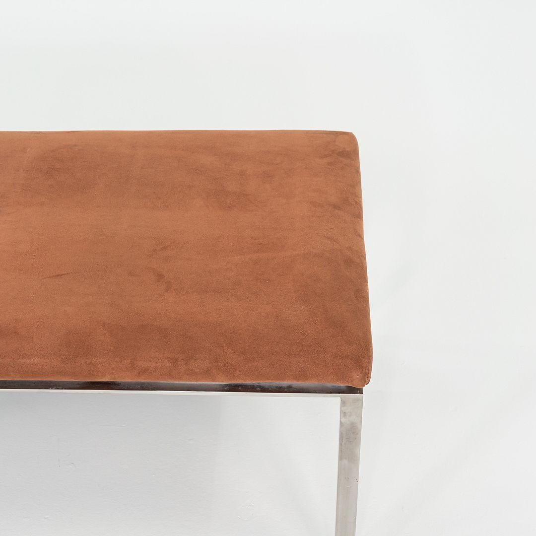 1969 Davis Allen and Gordon Bunshaft of SOM Bench in Steel and Suede 20 x 48 For Sale 3