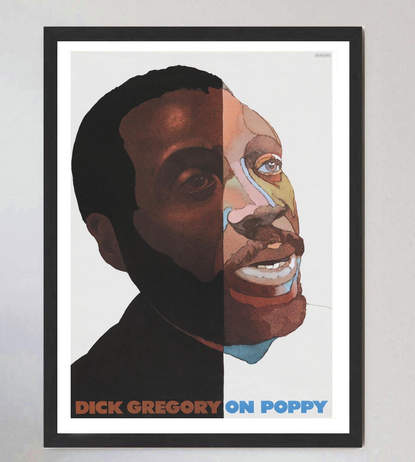 Americano 1969 Dick Gregory - On Poppy - Milton Glaser Poster originale d'epoca in vendita