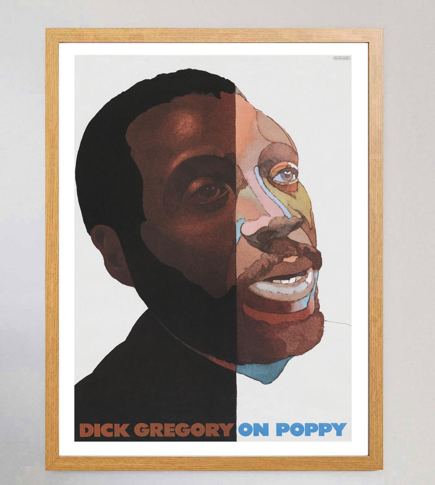 1969 Dick Gregory - On Poppy - Milton Glaser Poster originale d'epoca In condizioni buone in vendita a Winchester, GB