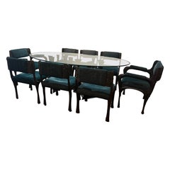 1969 Dining Table & 8 Chairs by Paul Evans Sculpted Bronze Brutalist