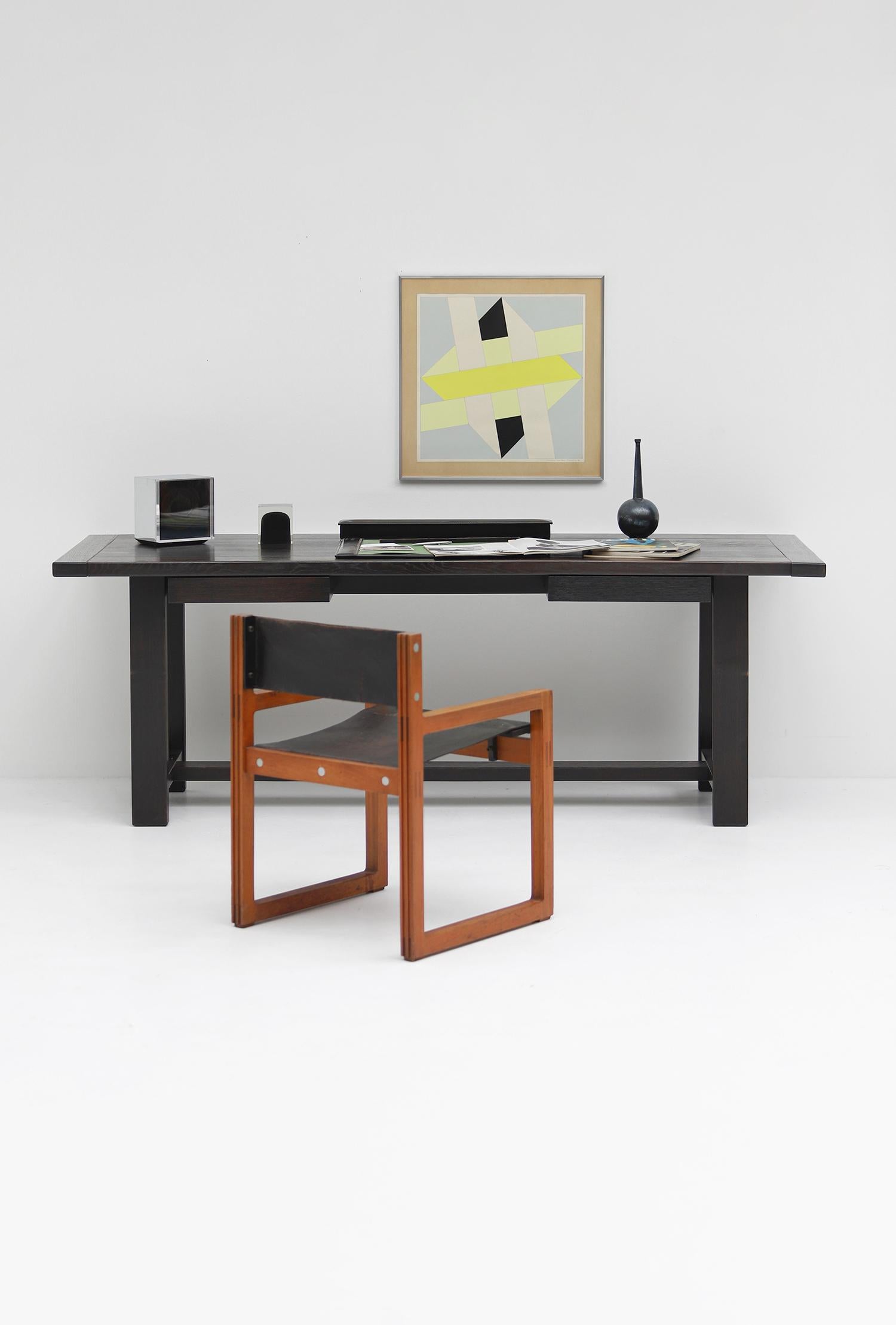 Mid-Century Modern 1969 Table de salle à manger / bureau conçu par J. Batenburg pour Mi Belgium, 1968 en vente