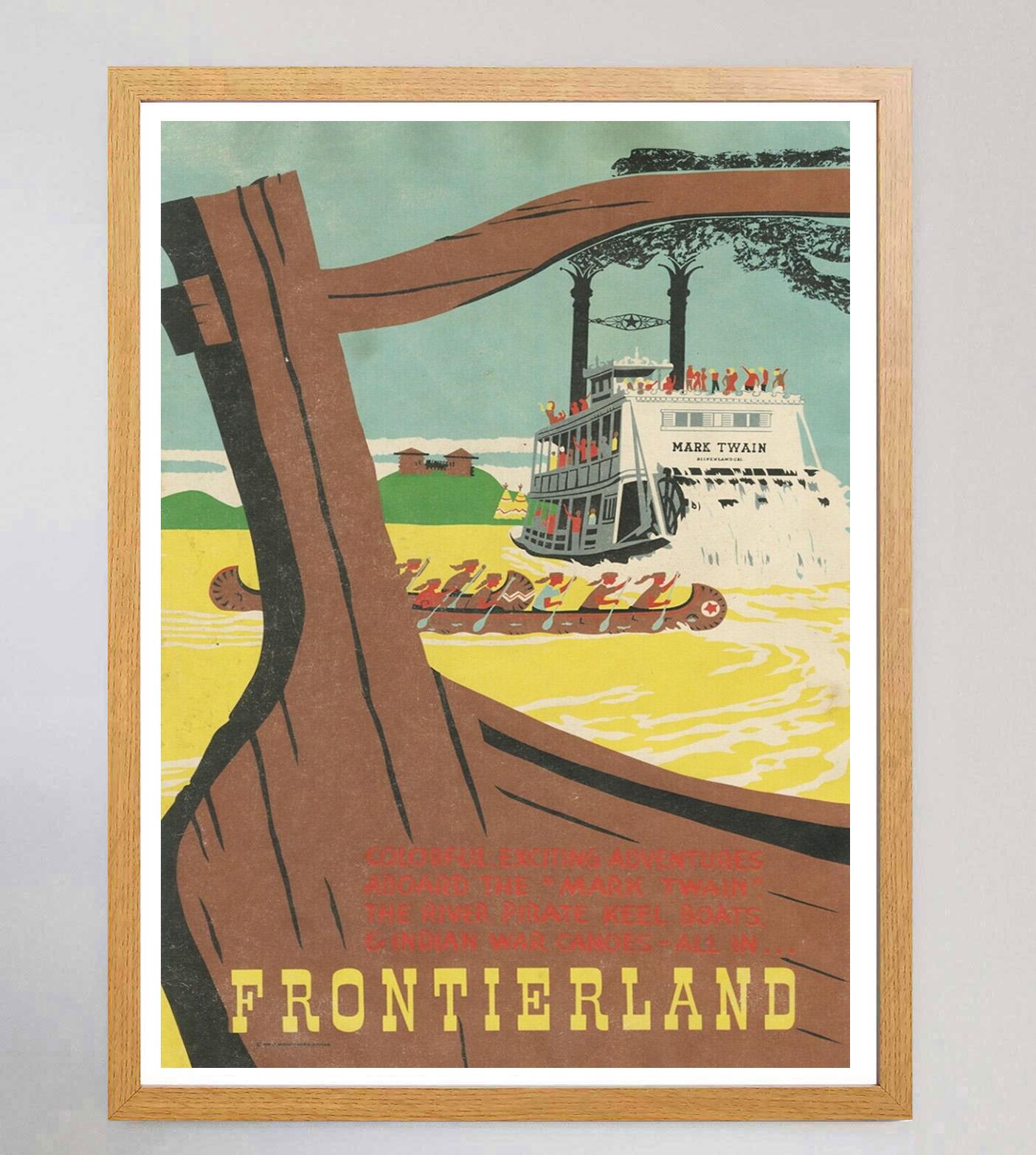 Mid-Century moderno 1969 Disneyland - Battello fluviale Mark Twain - Frontierland Poster originale d'epoca in vendita