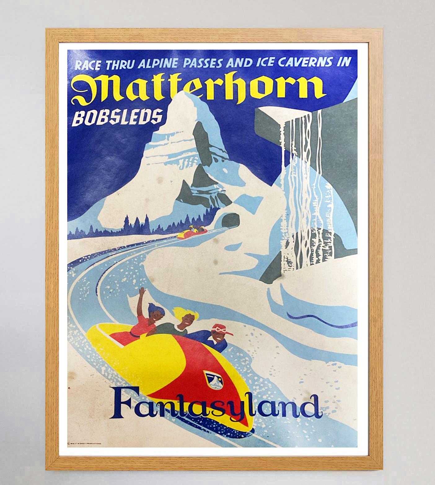 Mid-Century moderno 1969 Disneyland - Bobsleds del Cervino - Fantasyland Poster originale d'epoca in vendita