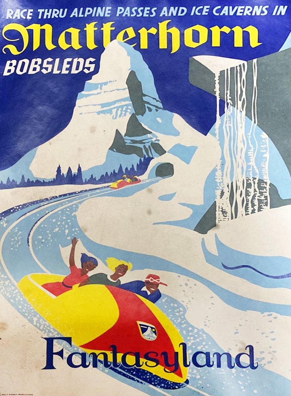 1969 Disneyland - Bobsleds del Cervino - Fantasyland Poster originale d'epoca in vendita