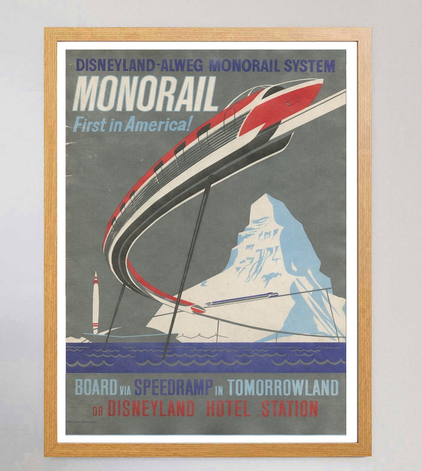 Mid-Century moderno 1969 Disneyland - Monorotaia Poster originale d'epoca
